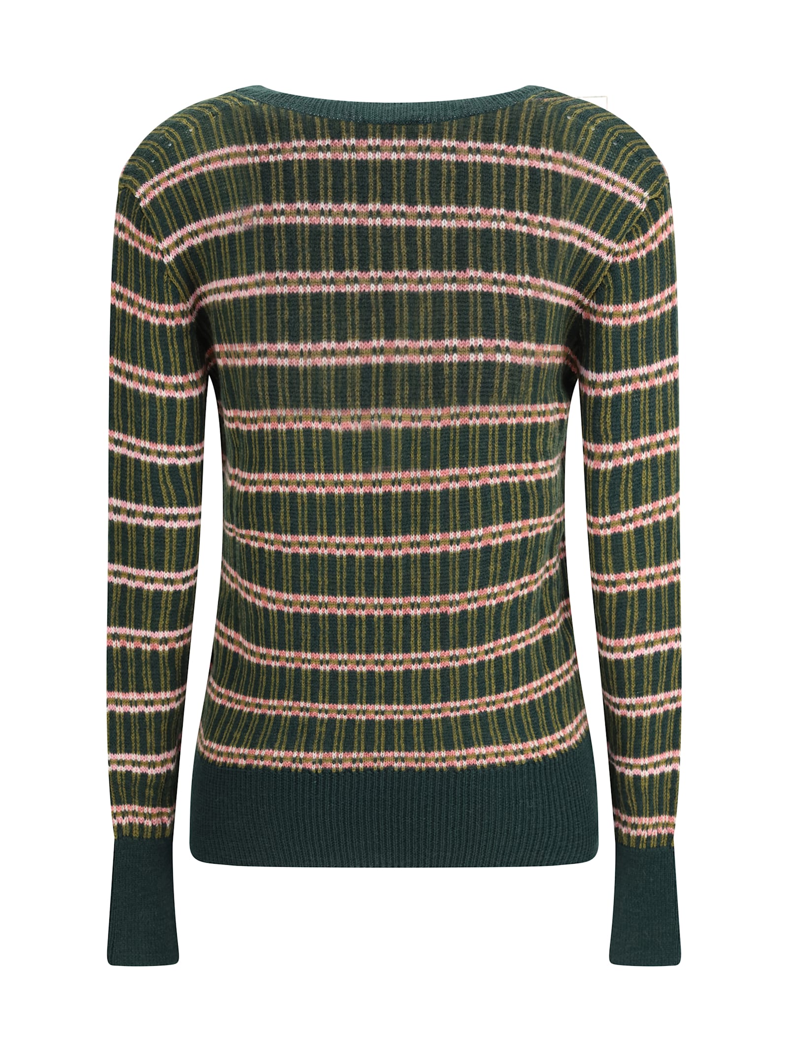 Etro Women Striped Wool Sweater In Green