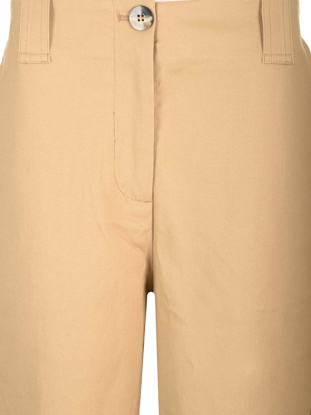 Shop Ganni Cotton Canvas Cargo Trousers In Beige