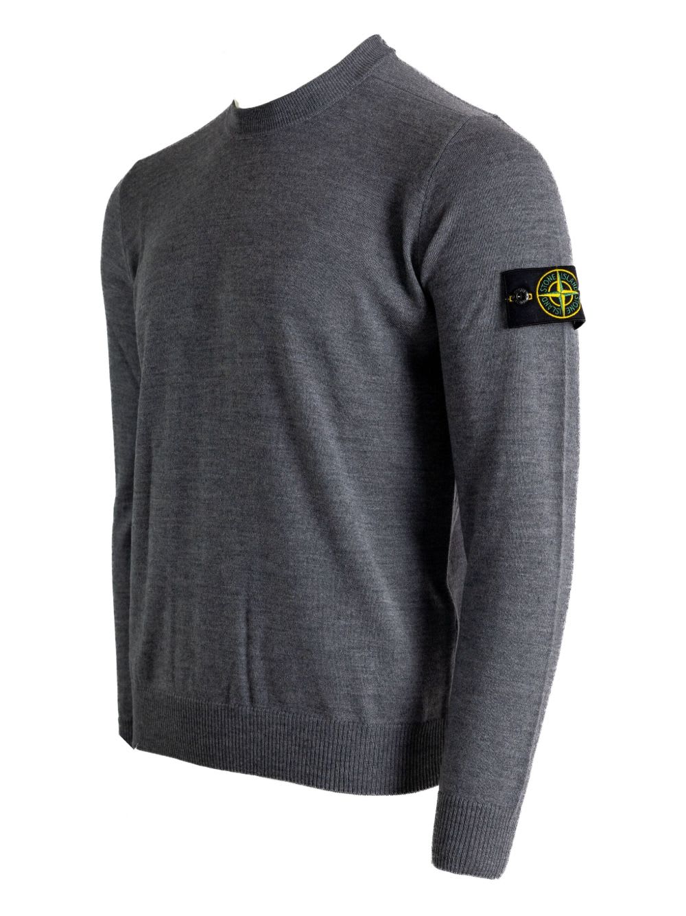 Stone Island Lightweight Wool Crew Neck Pullover In Gray