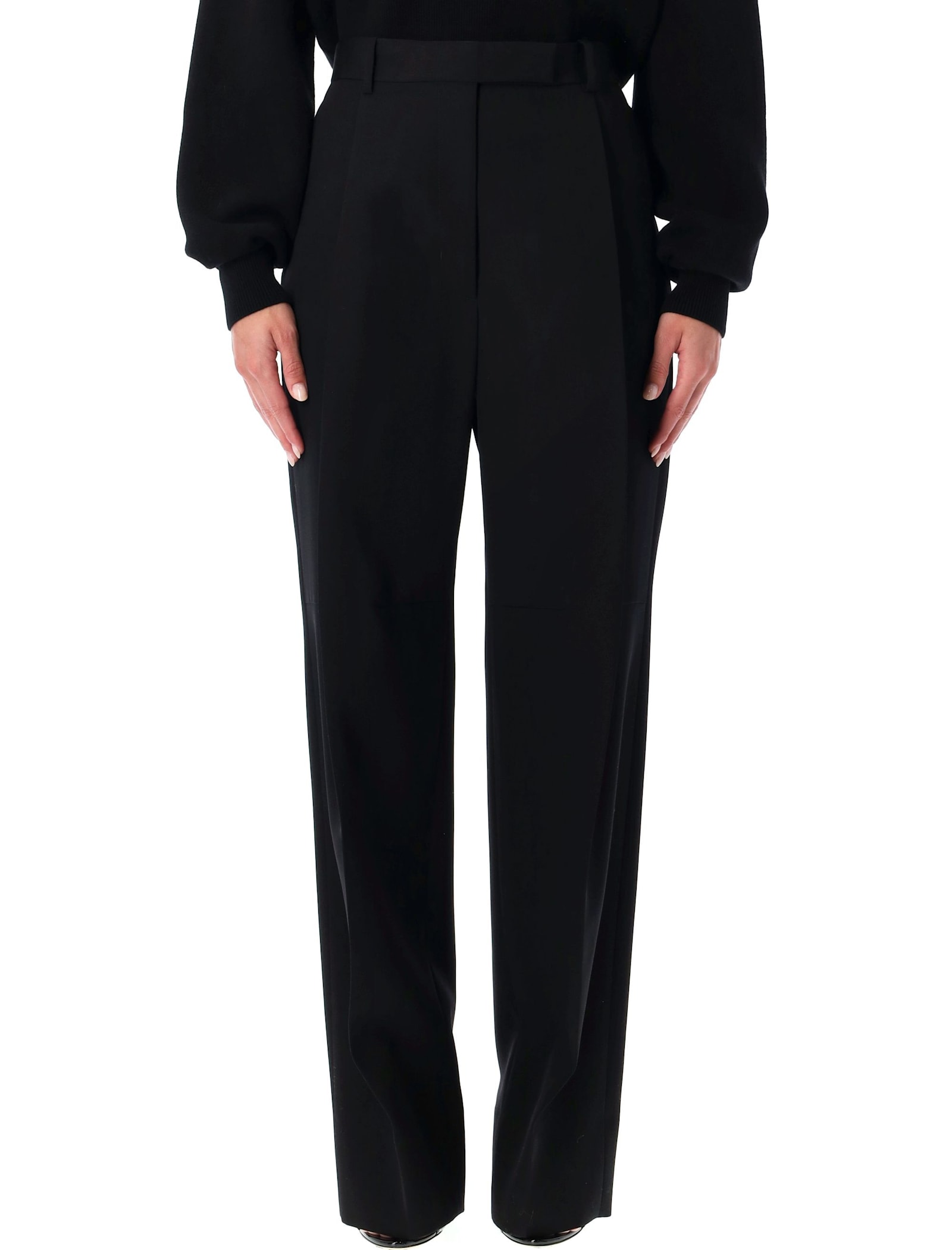 Tom Ford Tailored Wide Leg Wool Trousers In Black