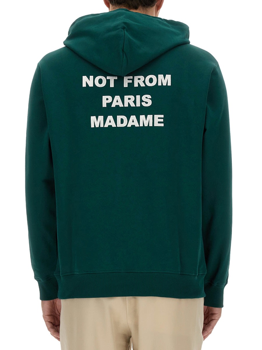 Shop Drôle De Monsieur Slogan Sweatshirt In Green