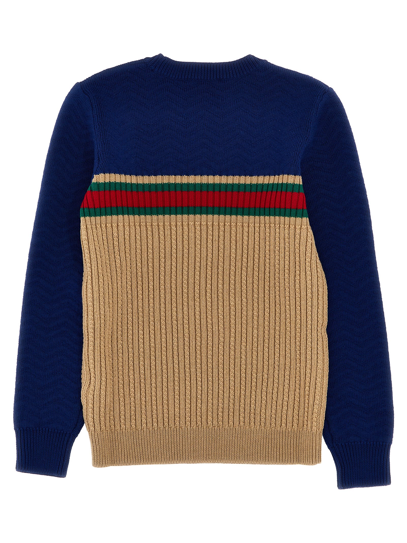 Gucci Wool Sweater With Web In Multicolor