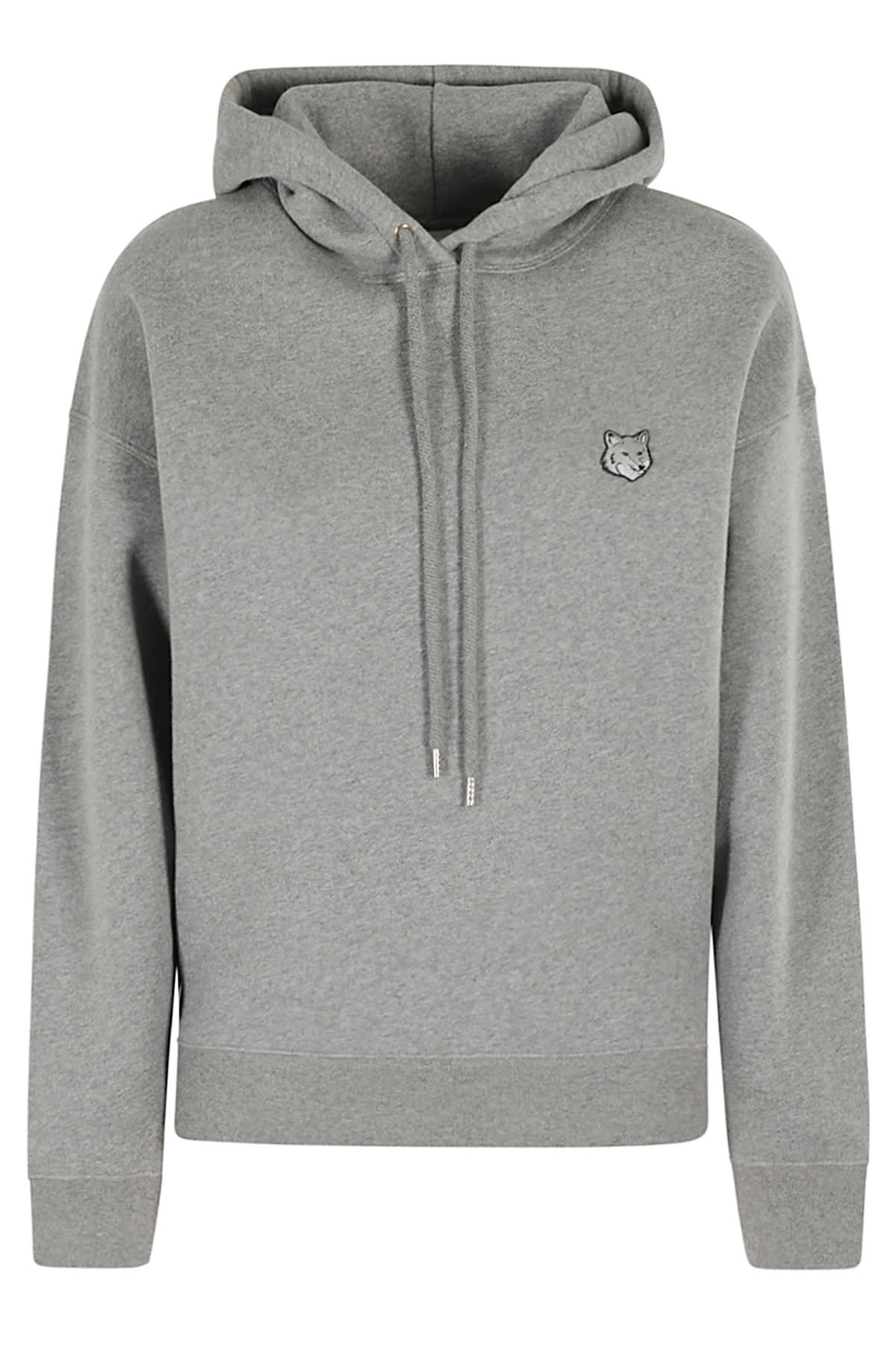 Shop Maison Kitsuné Bold Fox Head Patch Comfort Hoodie In Medium Grey Melange