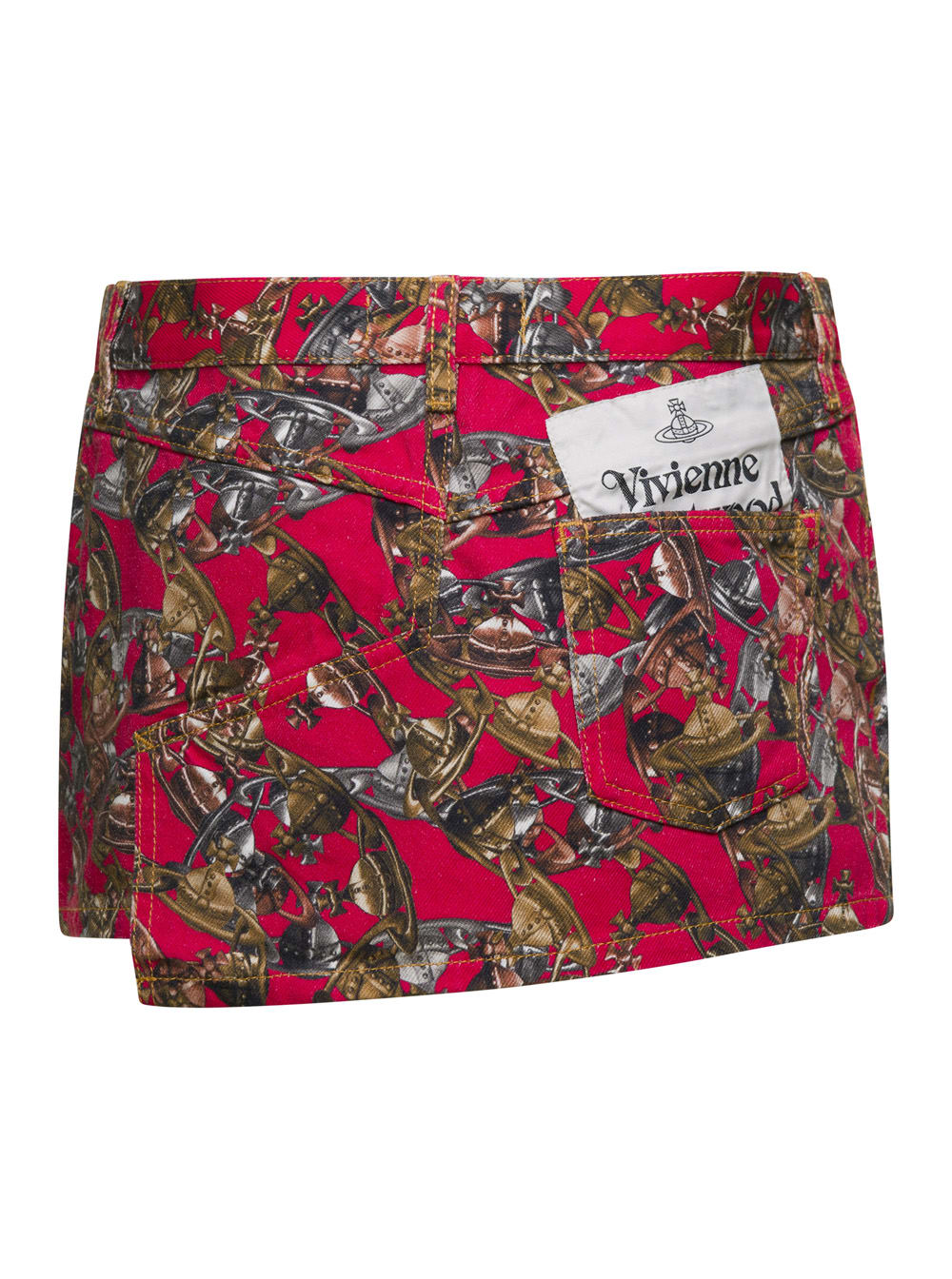 Shop Vivienne Westwood Red Printed Mini Skirt In Cotton Woman
