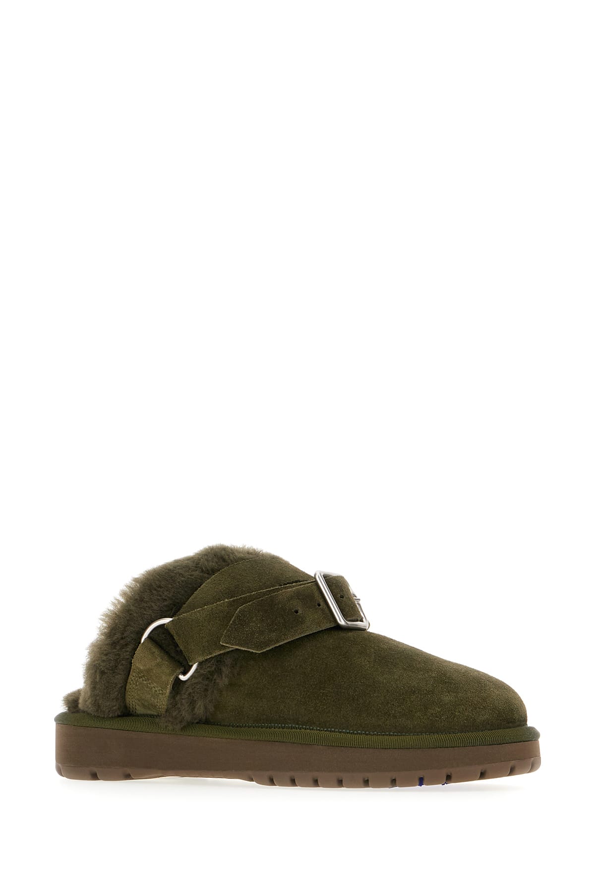 Burberry Womens Khaki Snug Low Sheepskin Mules In Loch