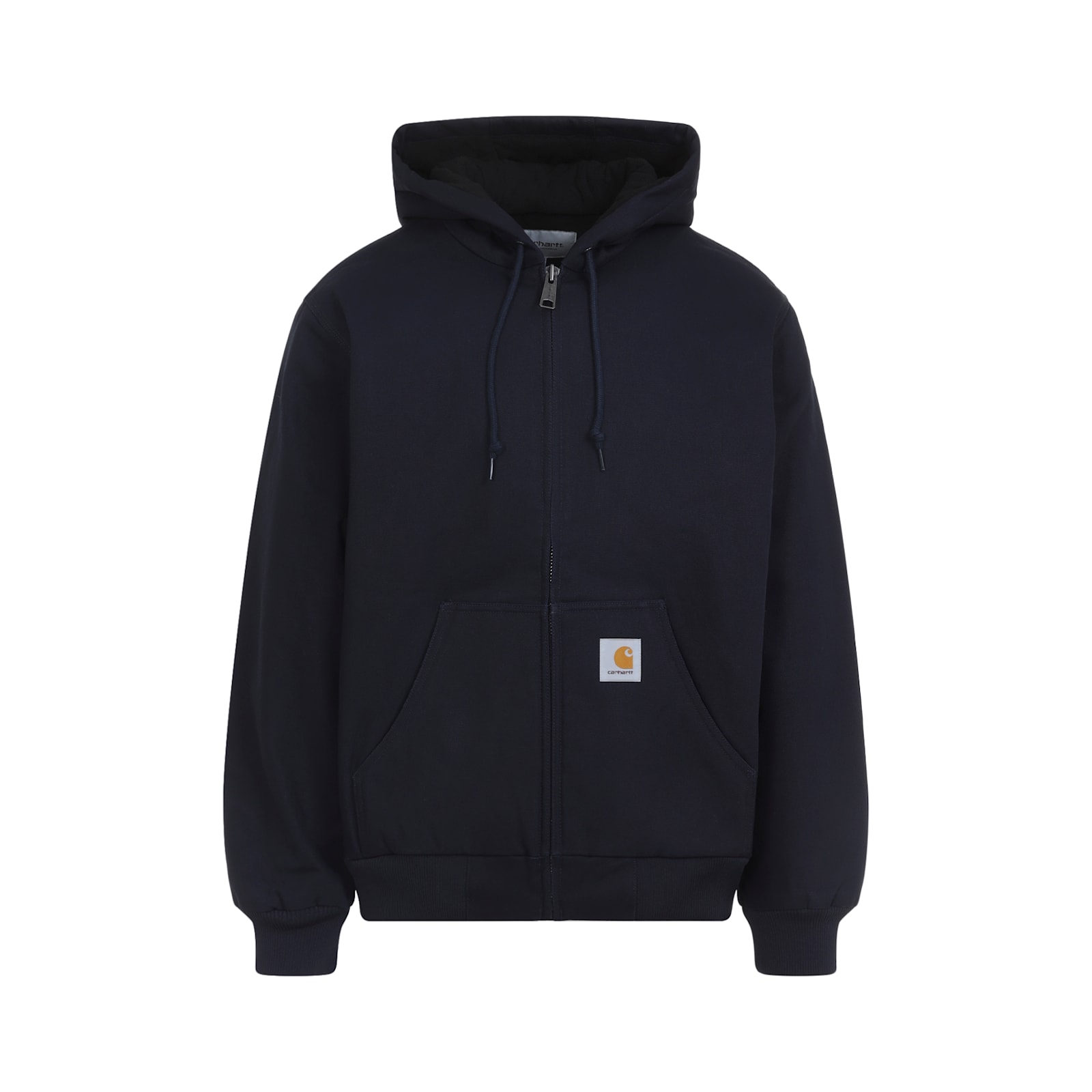 Carhartt Hooded Jacket With Pockets And Ribbed Finish In Blue