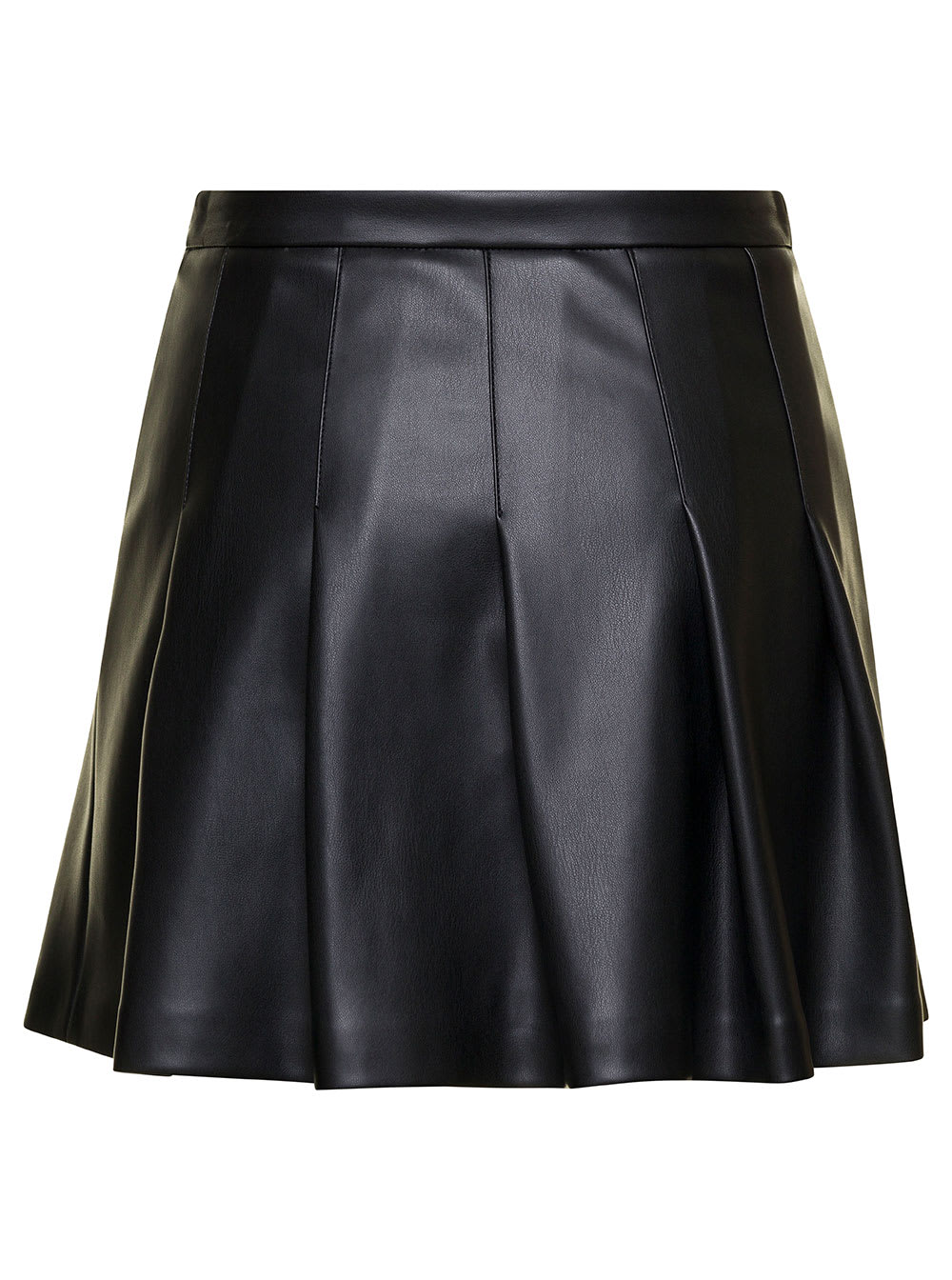 Shop Semicouture Black Pleated Mini-skirt In Eco Leather Woman
