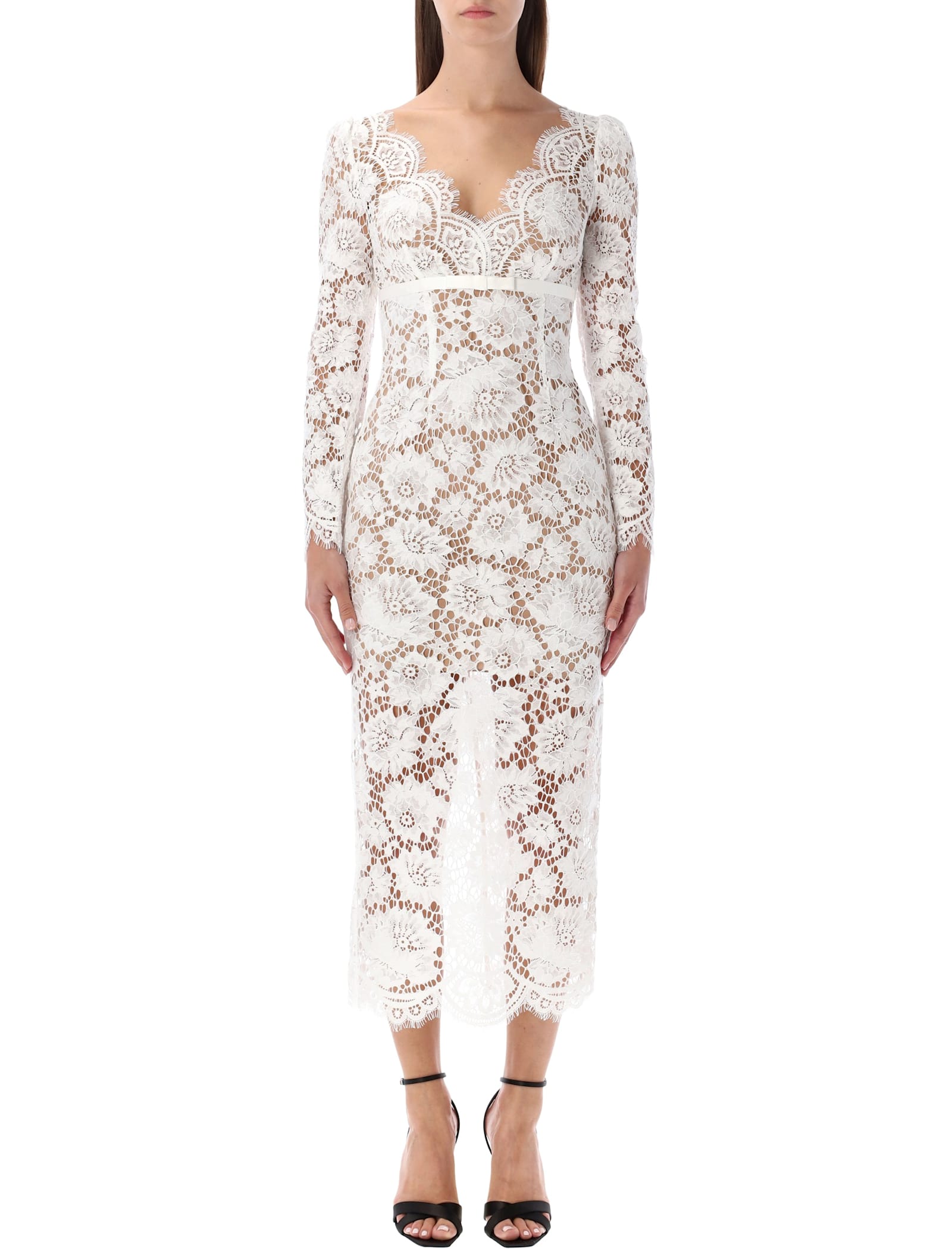 Self-portrait Lace Midi Dress In White