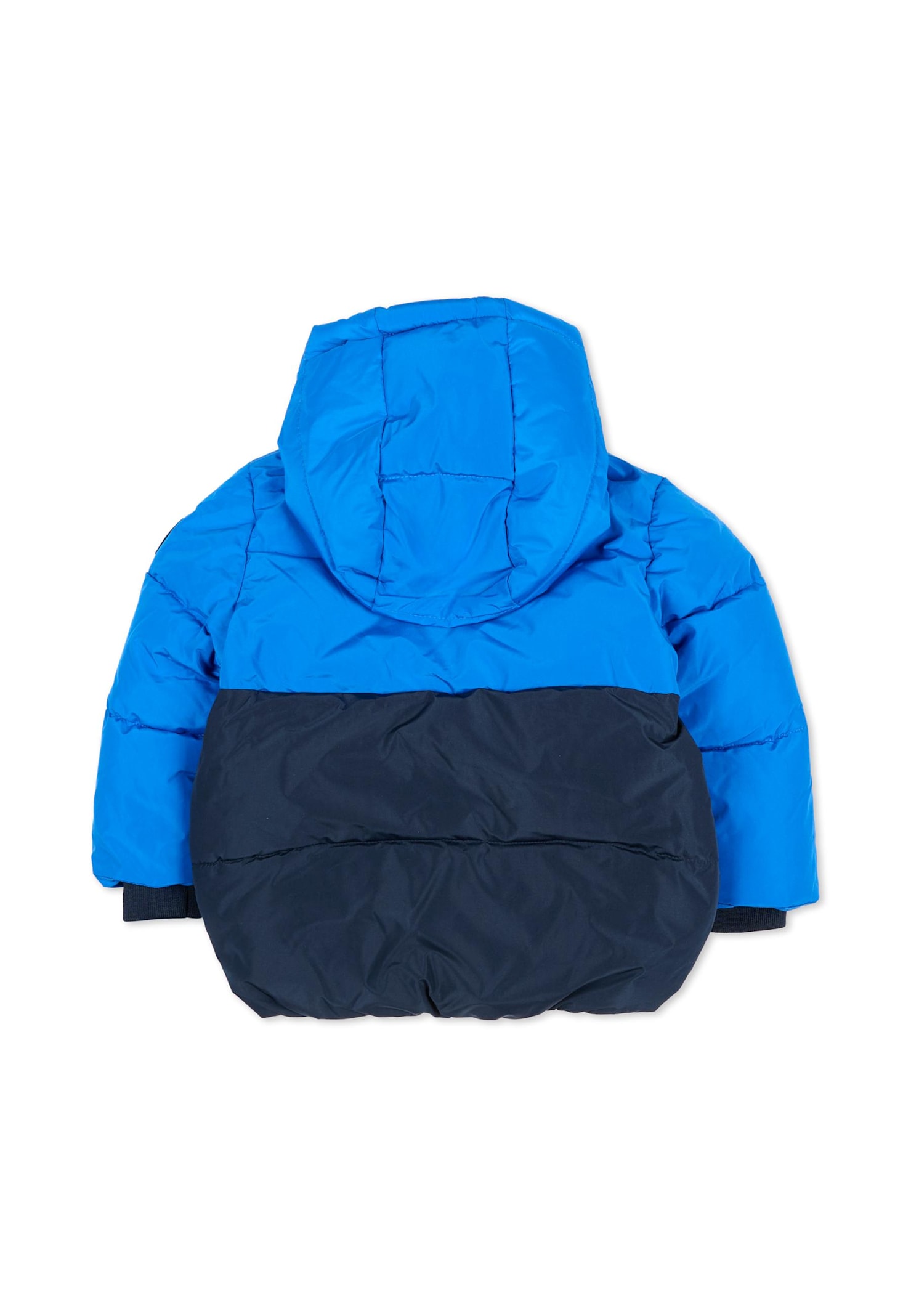 Hugo Boss Blue Down Jacket For Baby Boy With Logo In Blue
