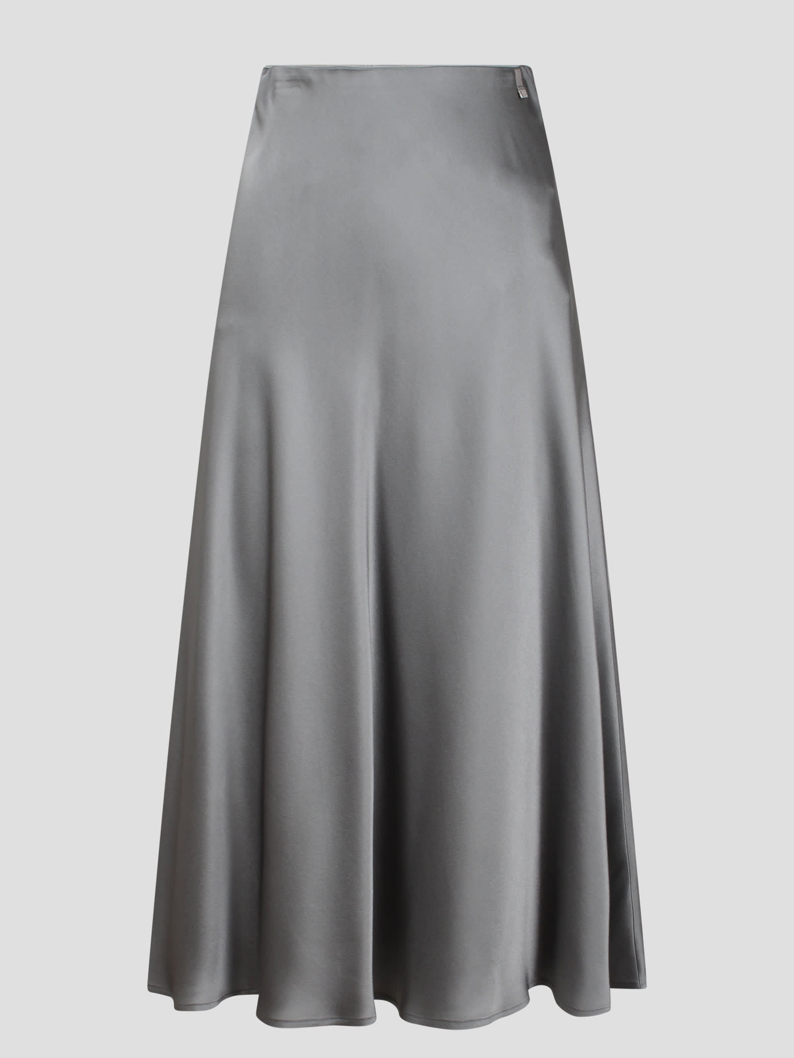 Shop Herno Satin Fluid Skirt In Grey