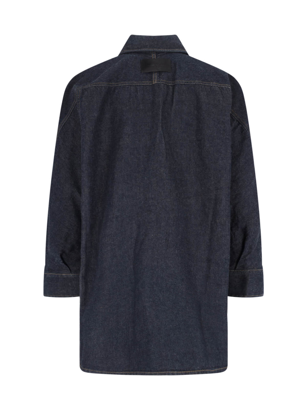 Givenchy Womens Dark Blue Logo-embroidered Longline Denim Overshirt In Blue