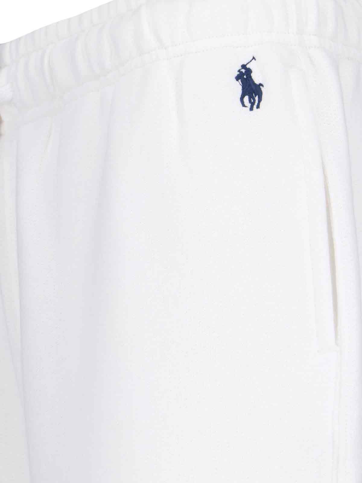 Polo Ralph Lauren Trousers Straight Leg Elastic Waistband In White