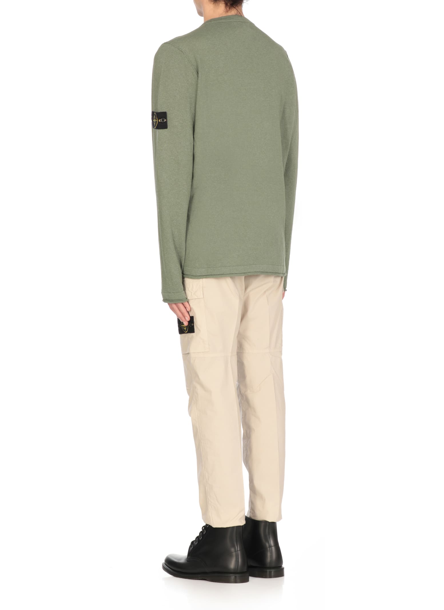 Stone Island Malfilé Cotton Fleece Sweatshirt In Green