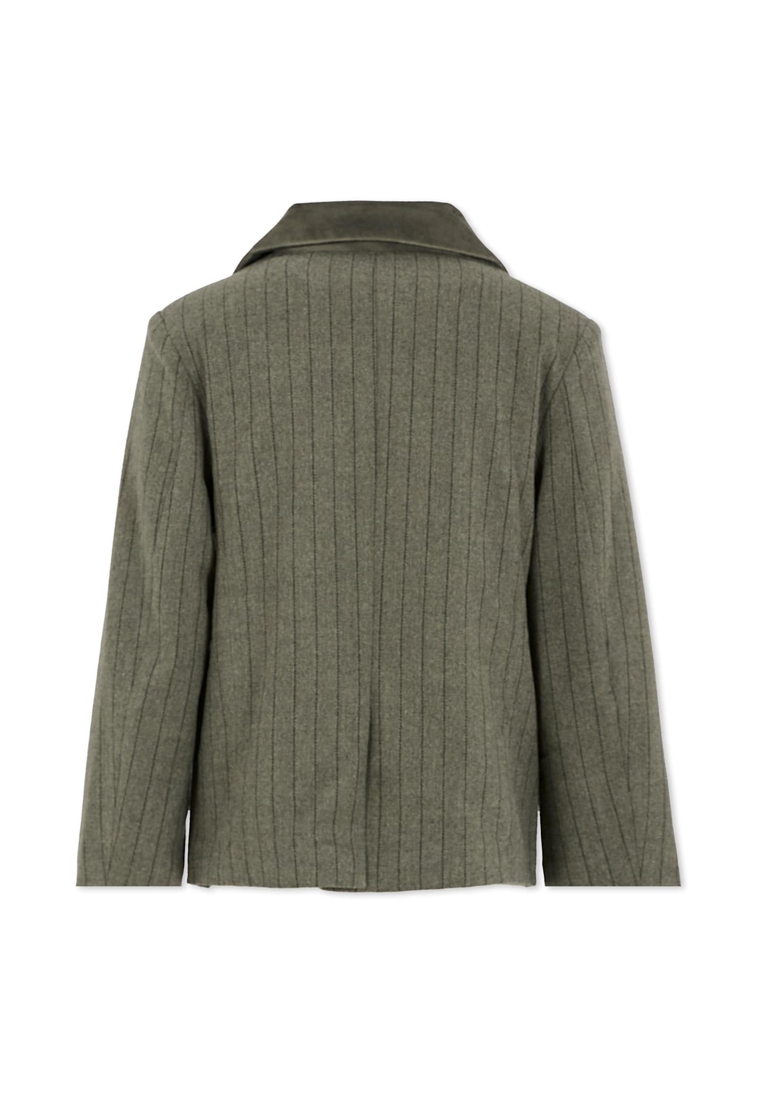 Patachou Gray Jacket For Boy With Velvet Details In Green