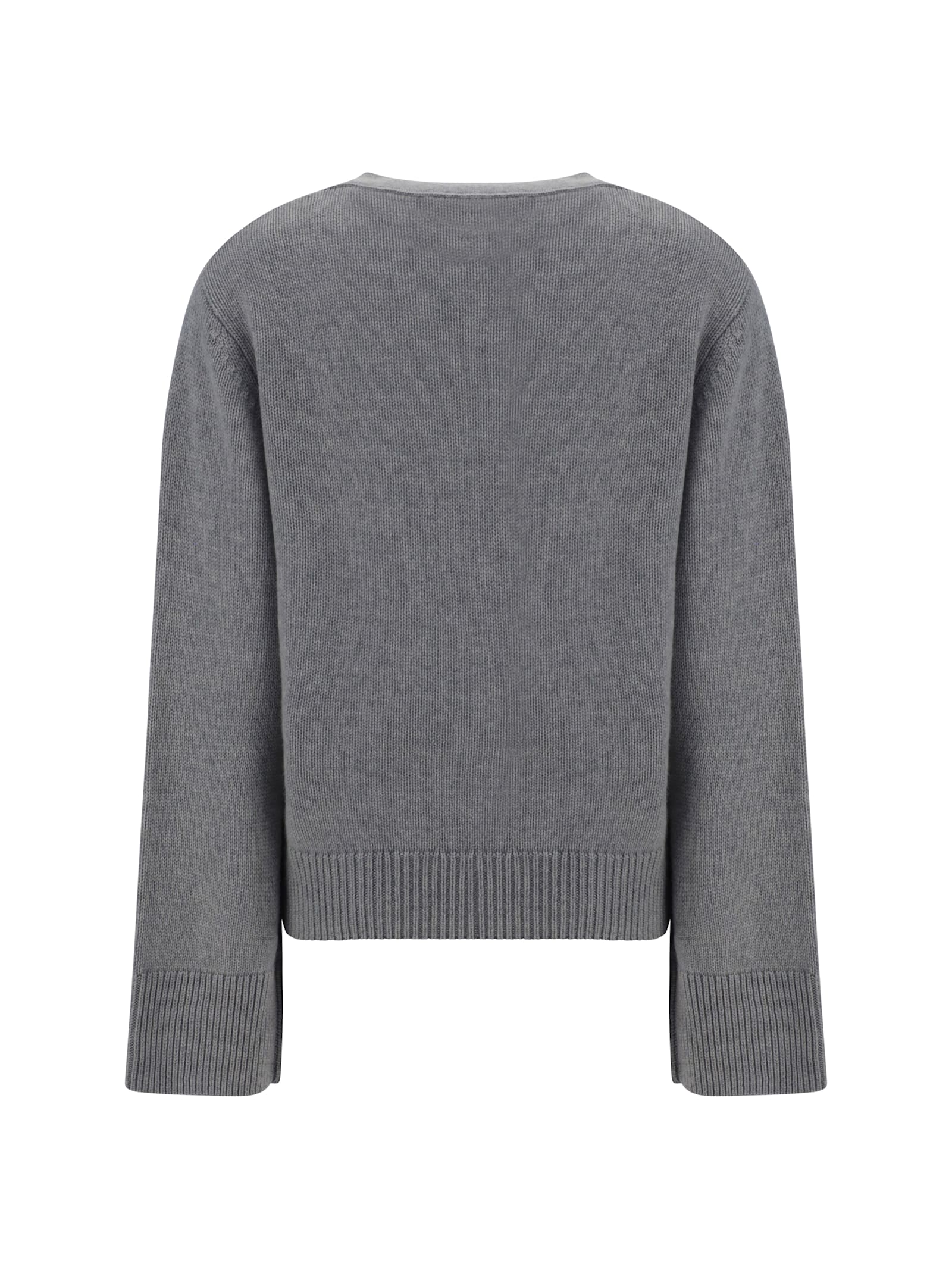 Lisa Yang V-neck Knit Cardigan With Front Buttons In Gray