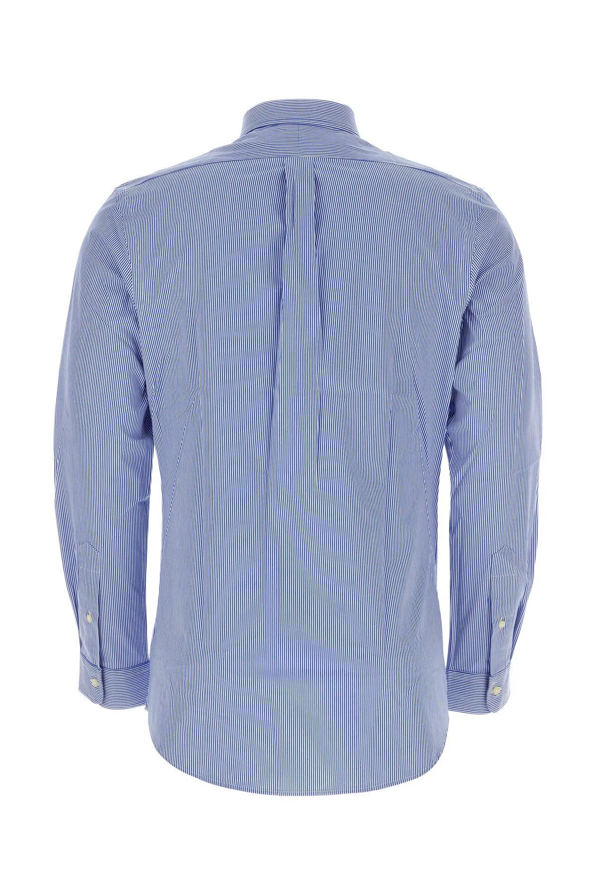 Shop Ralph Lauren Embroidered Stretch Poplin Shirt In Blue White