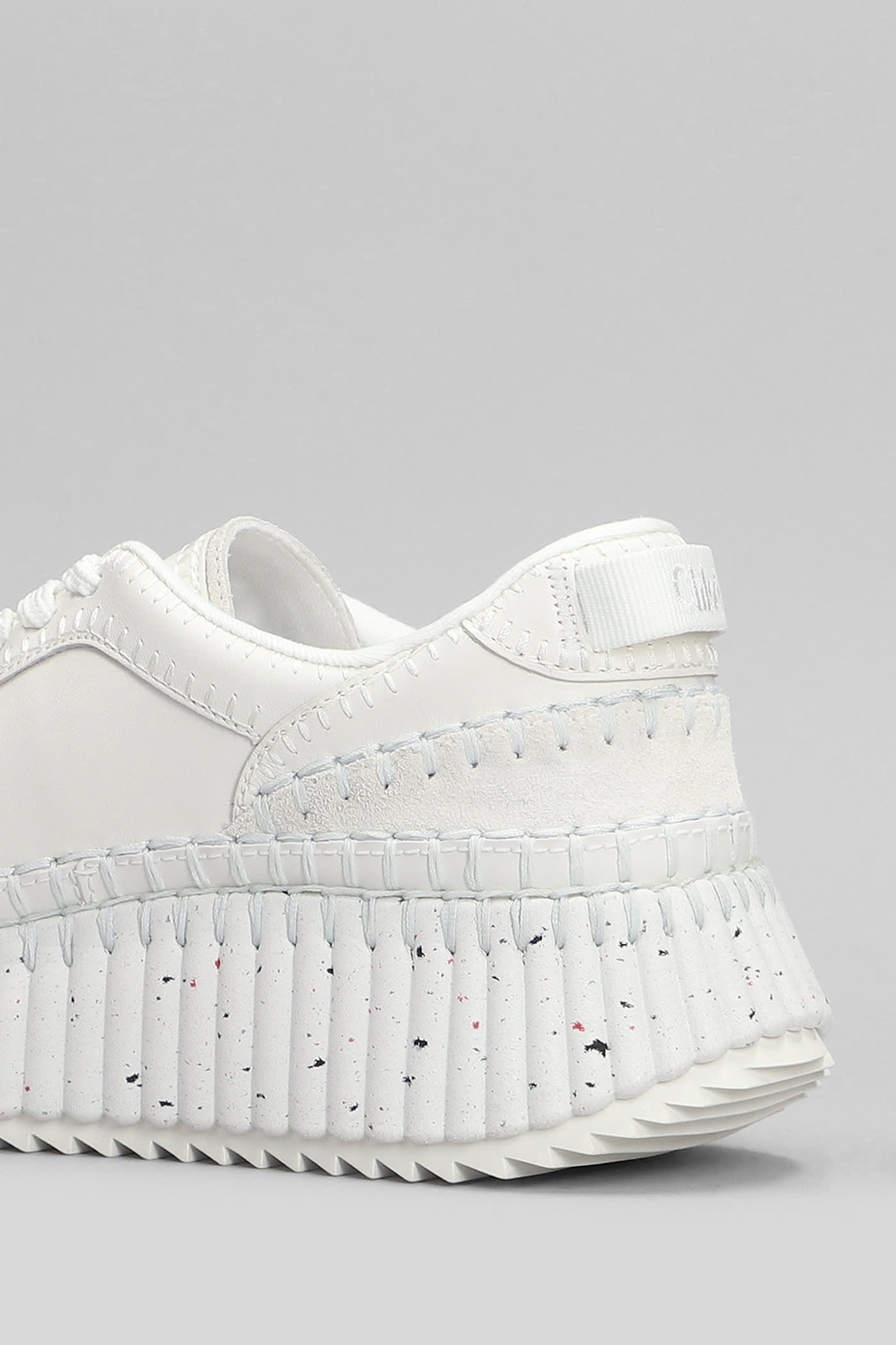 Chloé Nama Embroidered Suede And Recycled Mesh Sneakers In White