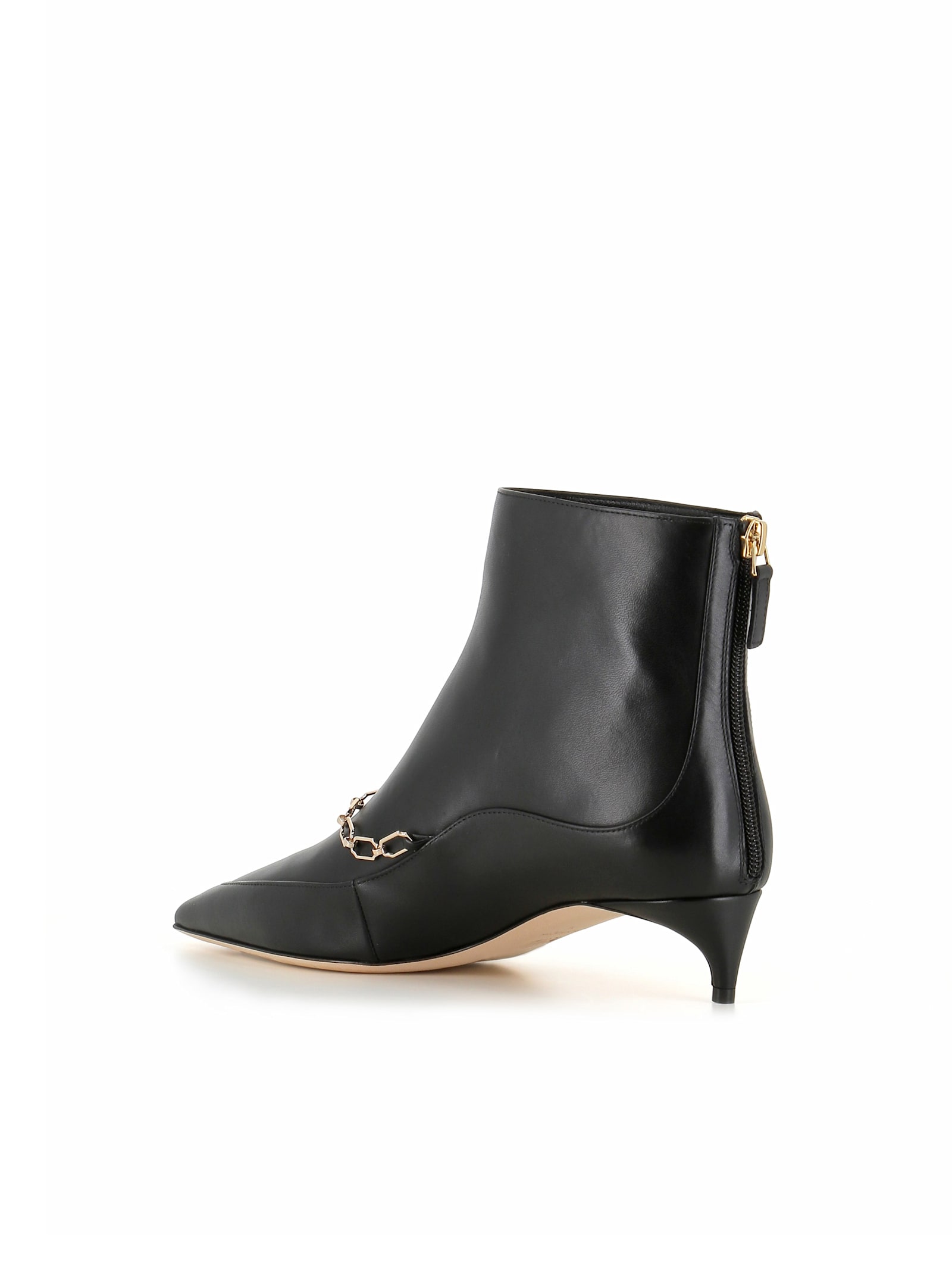 Malone Souliers Franca Leather Chain Ankle Booties In Black