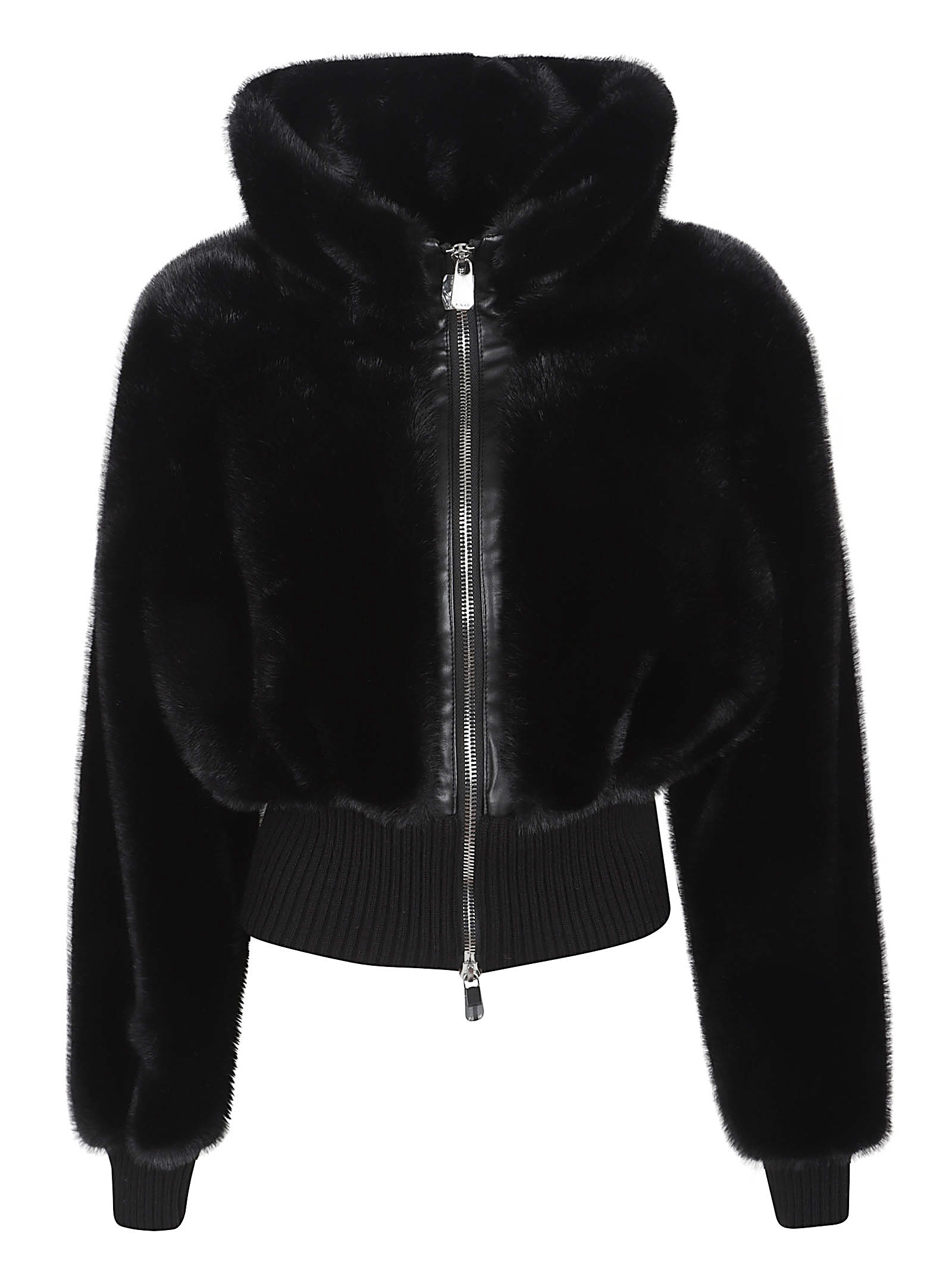 Pinko Bagels Faux Fur Bomber Jacket In Black