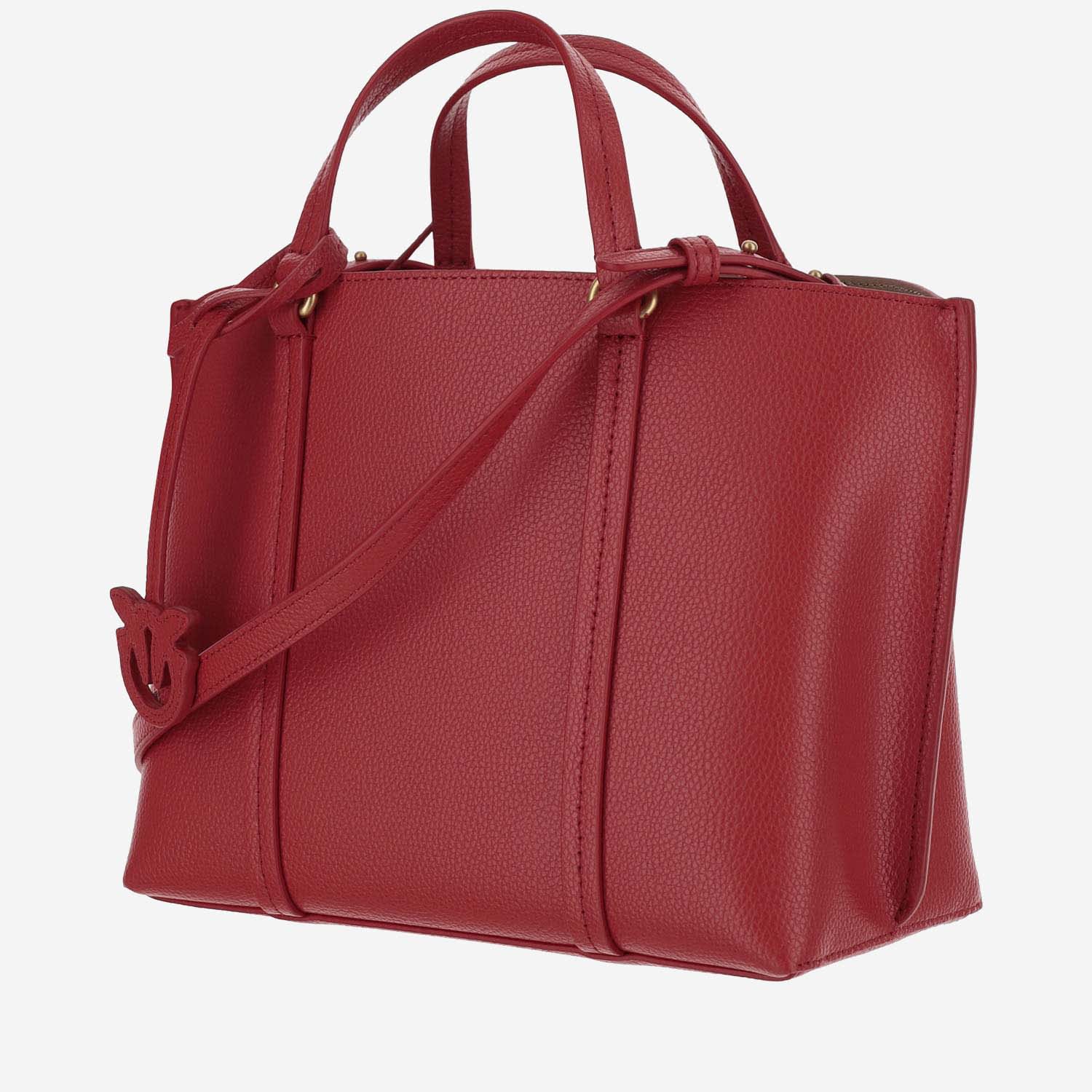 Shop Pinko Classic Leather Shopper Bag In Red