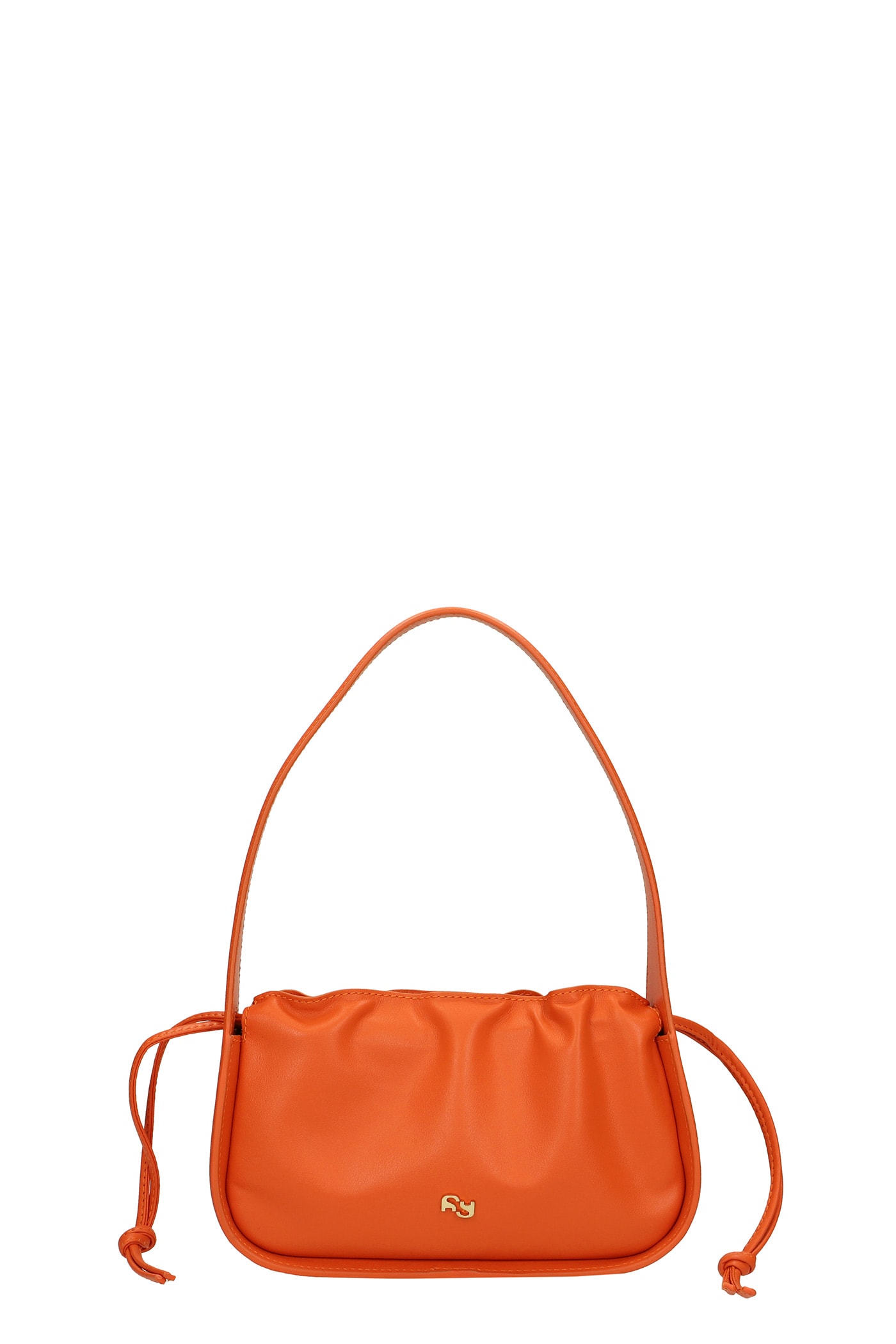YUZEFI Mini Scrunch Hand Bag In Orange Leather