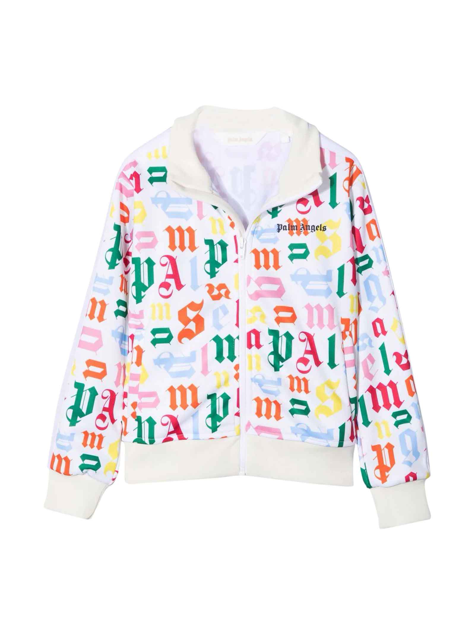 Palm Angels White Jacket With Multicolor Print