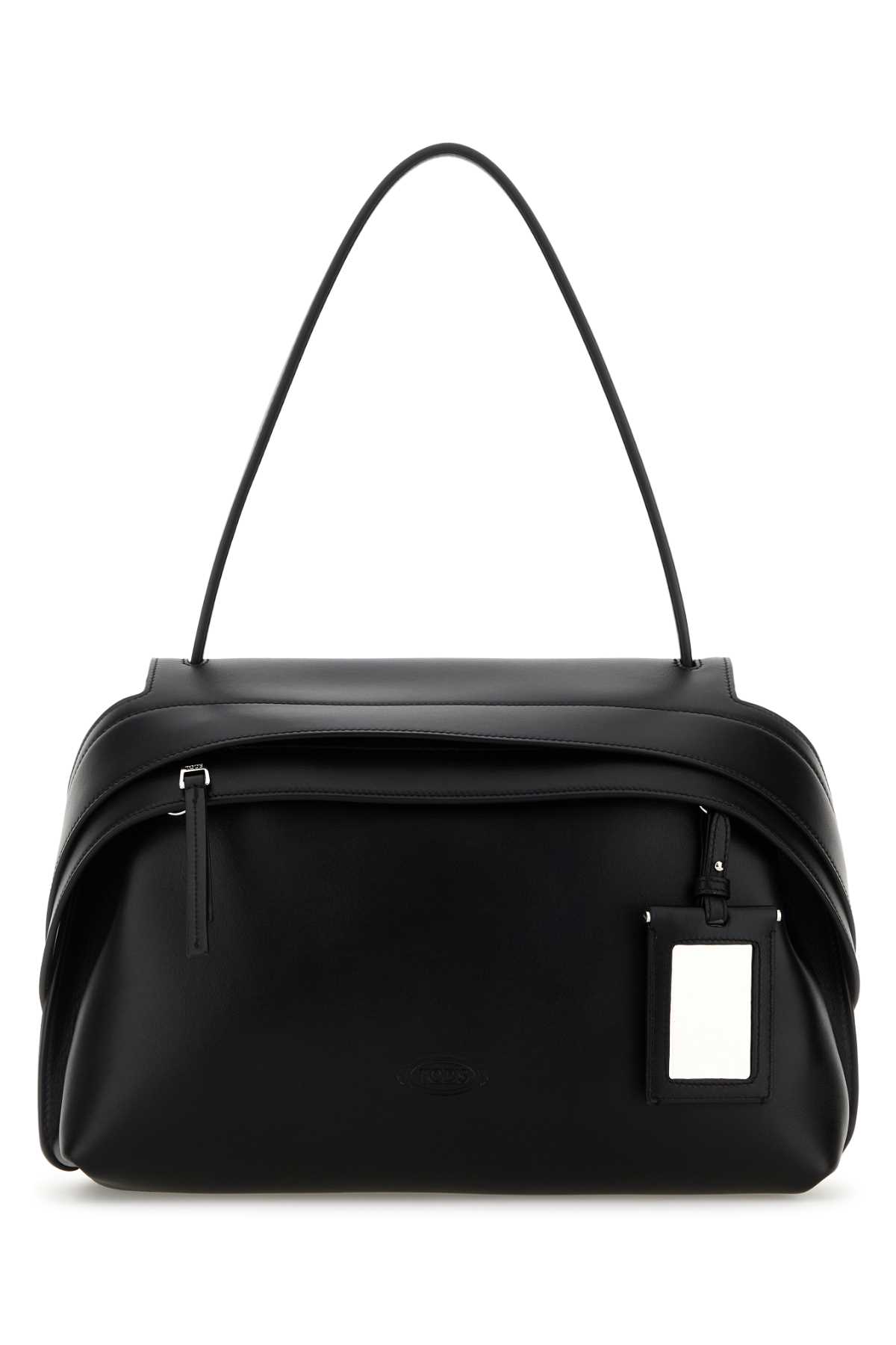 Tod's Black Eather Medium Tod S Wave Shoulder Bag In Black