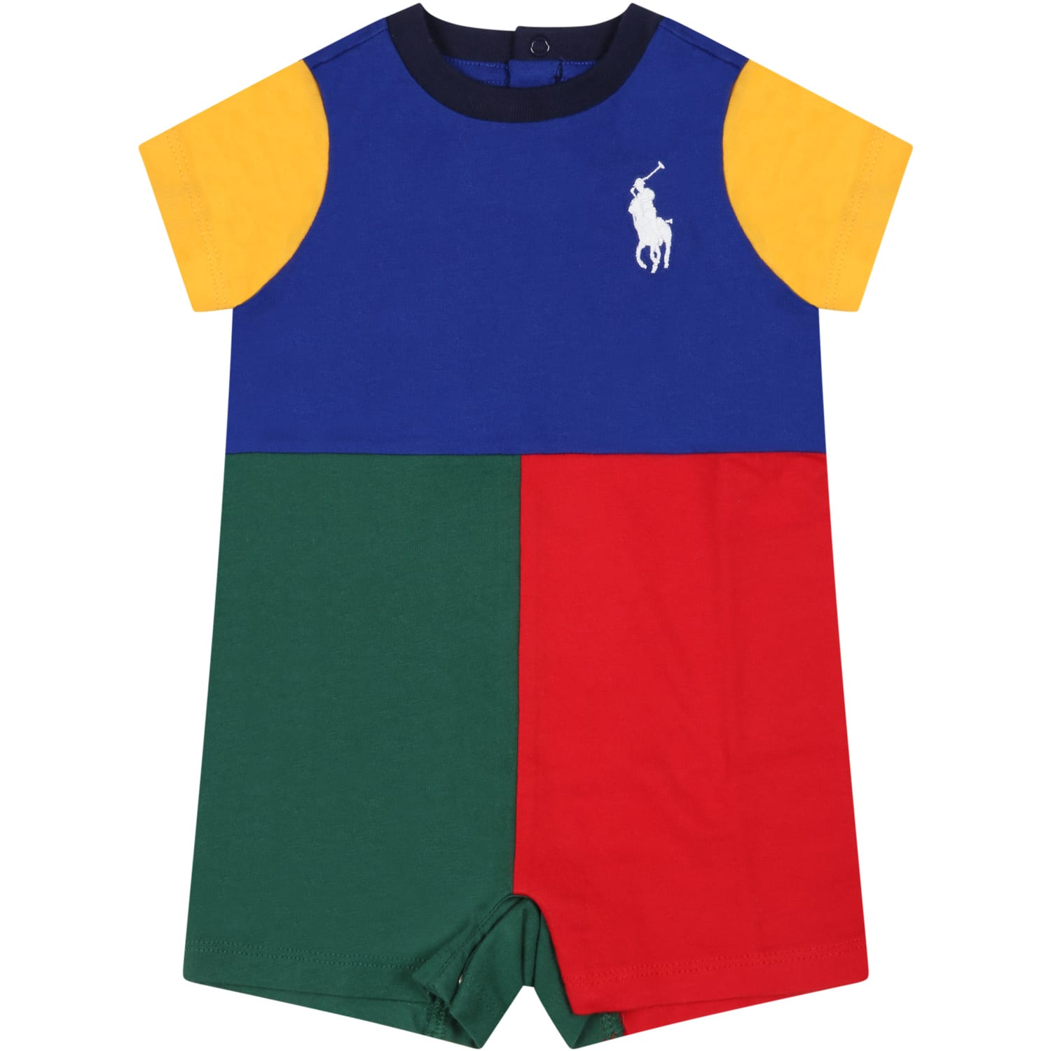 Ralph Lauren Multicolor Romper For Baby Kids With Pony Logo