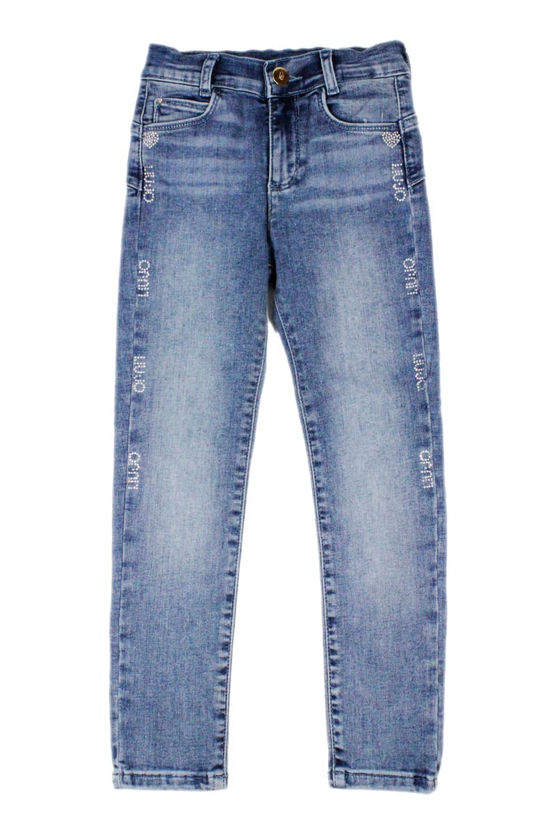 Liu-Jo Slim Model Denim Jeans With Rhinestone Applications