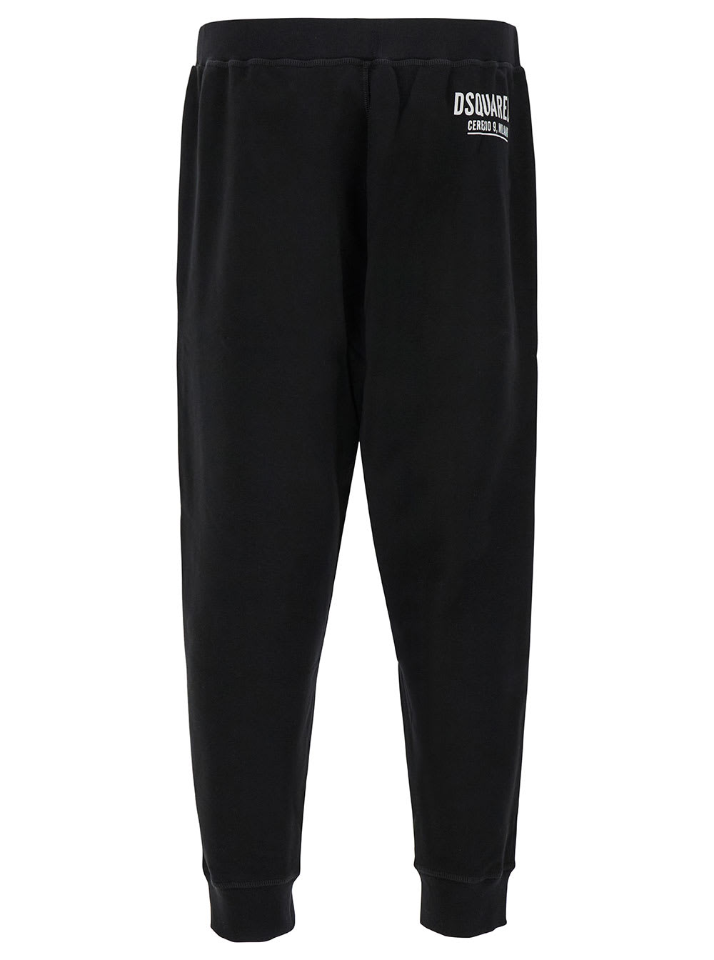 Shop Dsquared2 Black Jogger Pants With Rear Logo Print In Cotton Man