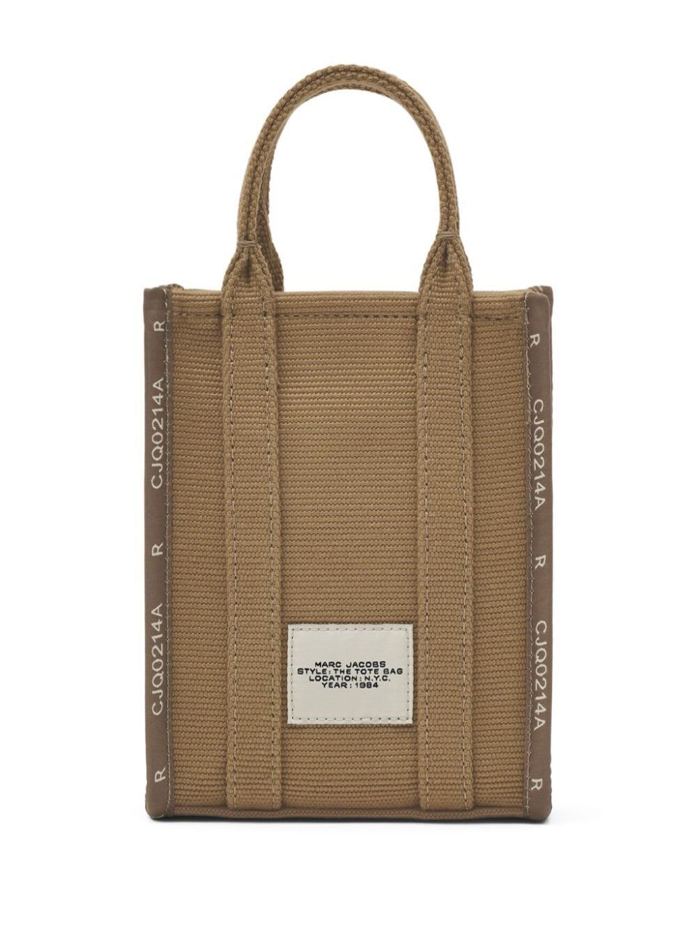 Shop Marc Jacobs The Phone Tote Beige Tote Bag With Logo Lettering In Cotton Blend Woman