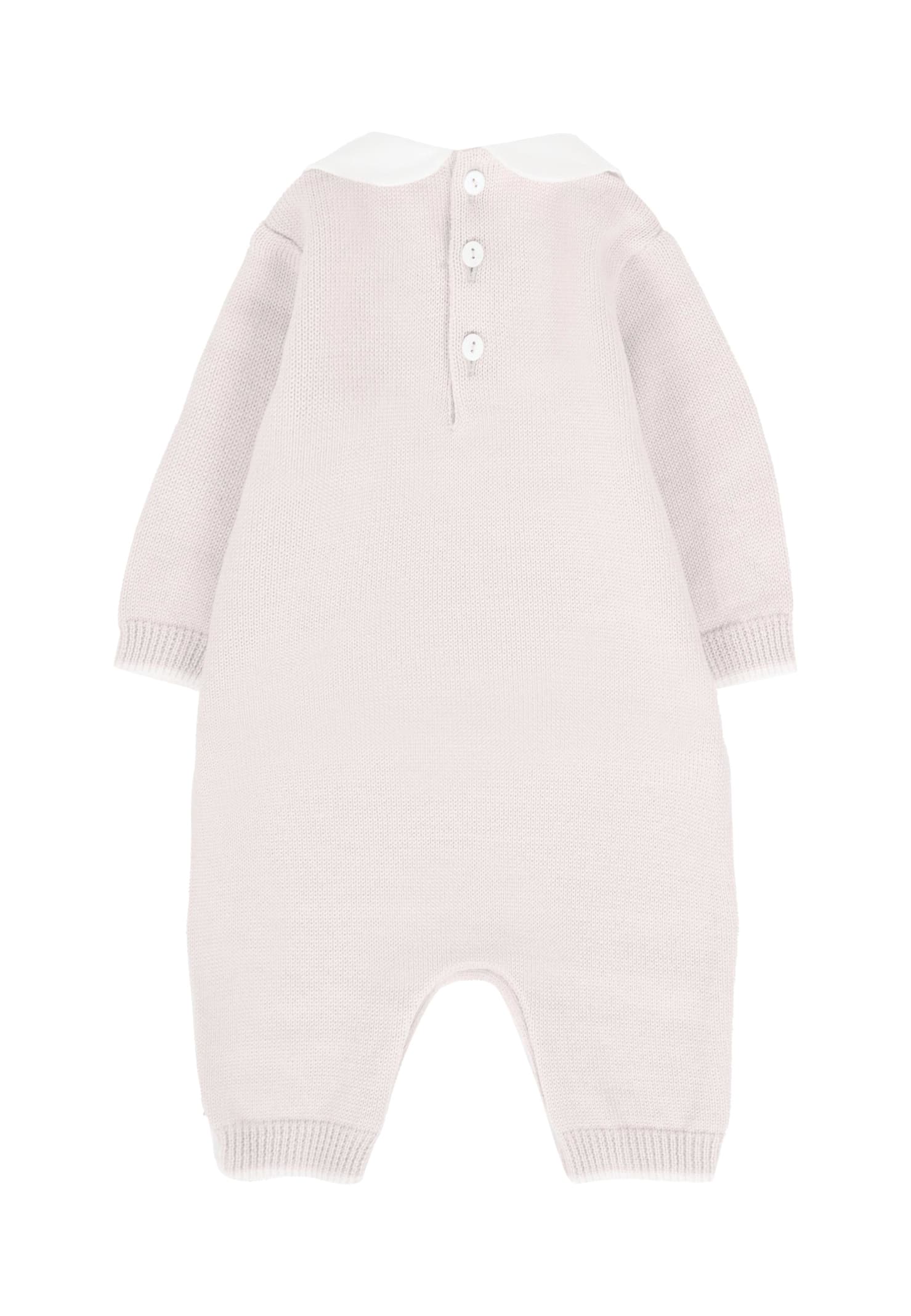 Little Bear Beige Jumpsuit For Babykids With Ivory Ribbon In Neutral