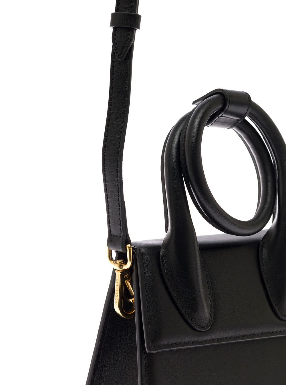 Shop Jacquemus Le Chiquito Noeud Black Crossbody Bag With Logo Detail In Leather Woman