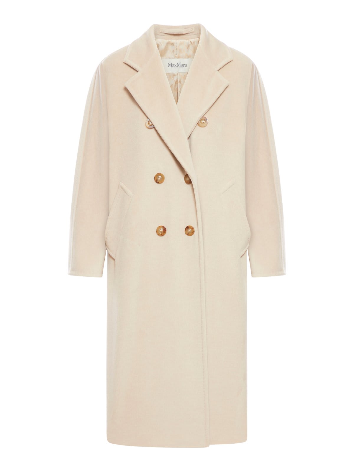 Shop Max Mara Madame Double-breasted Belted Coat In Beige