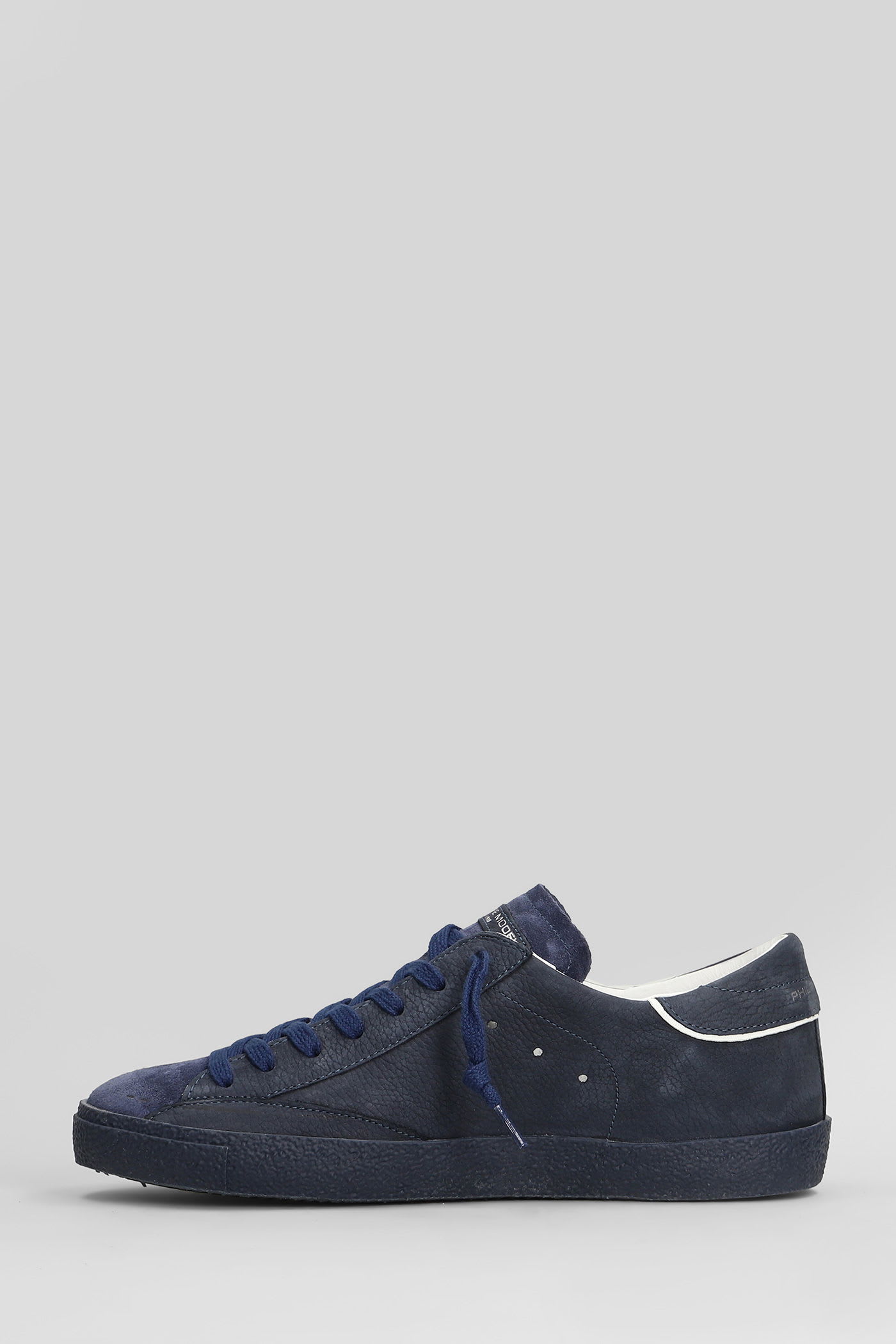 Philippe Model Prsx Low Sneakers In Blue Leather In Blue