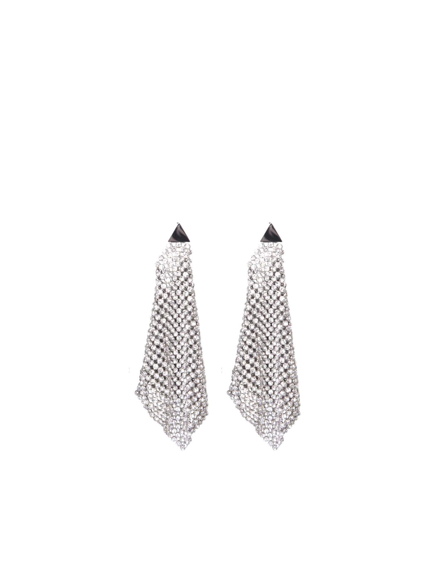 Shop Rabanne Paco  Silver Pixel Crystal Earrings In Metallic
