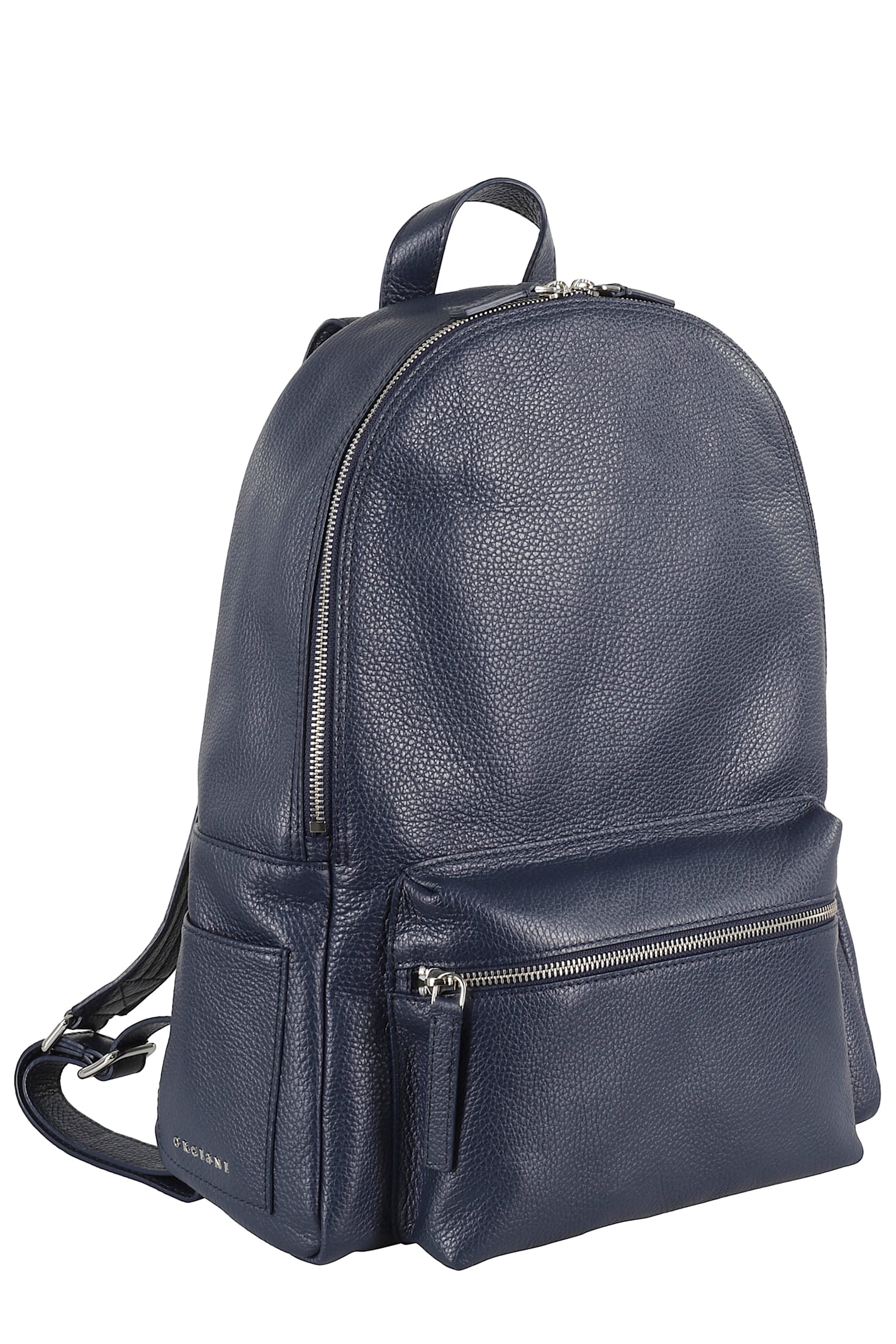 Orciani Textured Leather Backpack With Adjustable Straps In Blue