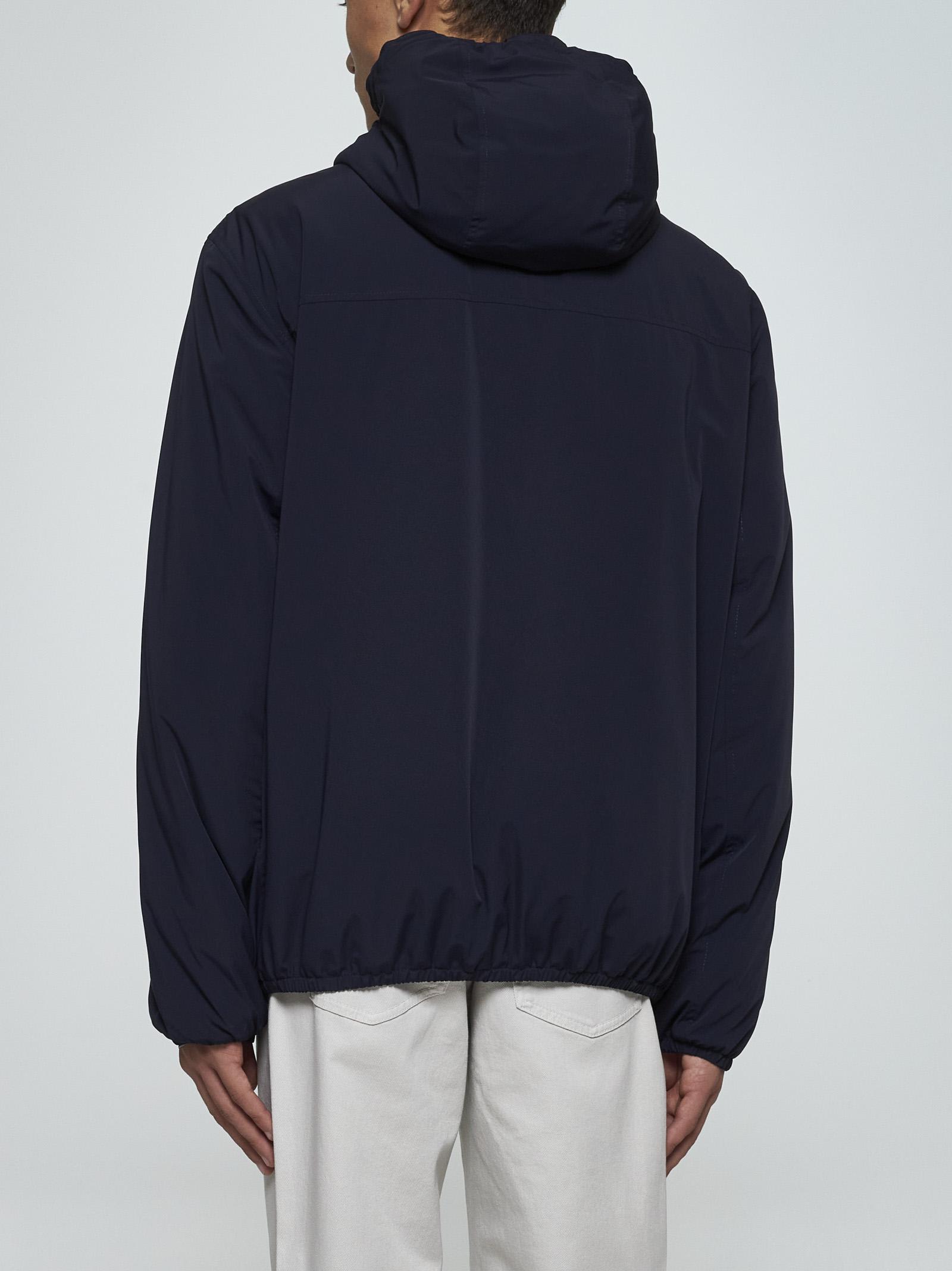 Shop Brunello Cucinelli Hooded Nylon Jacket In Blue