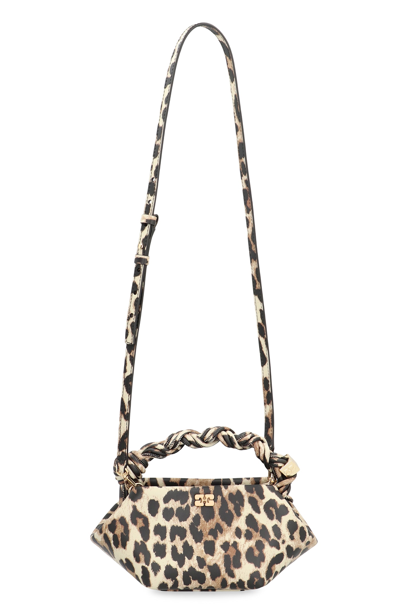 Ganni Bou Mini Animalier Handbag In Brown
