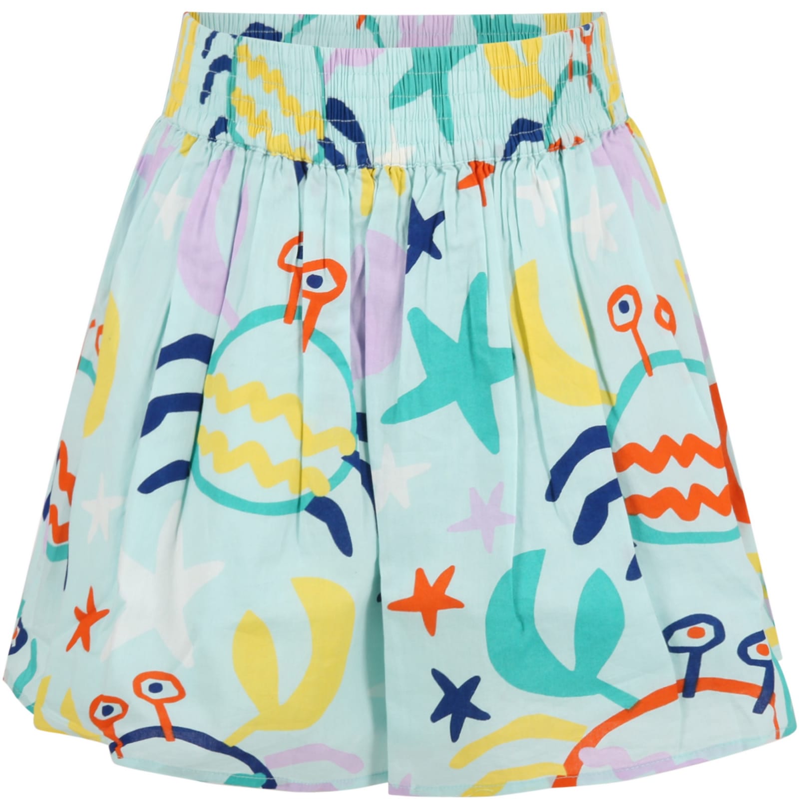 Stella McCartney Kids Light Blue Skirt For Girl With Prints