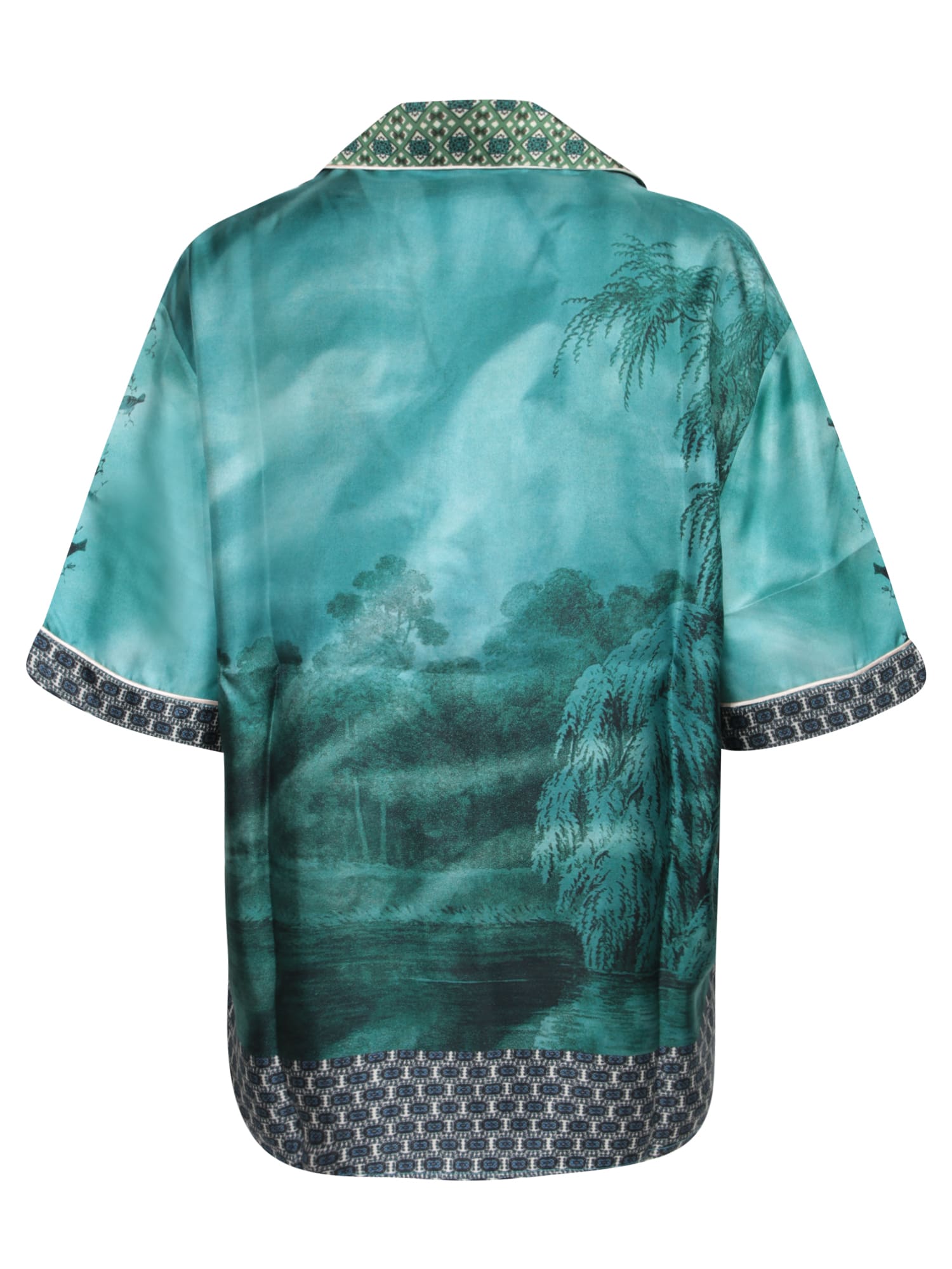 Pierre-louis Mascia Aloes Light Blue Multicolor Shirt In Blue