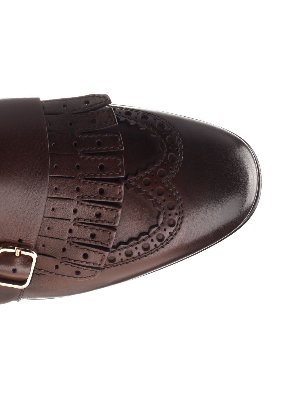 Shop Santoni Double Buckle And Fringe Loafer In Brown