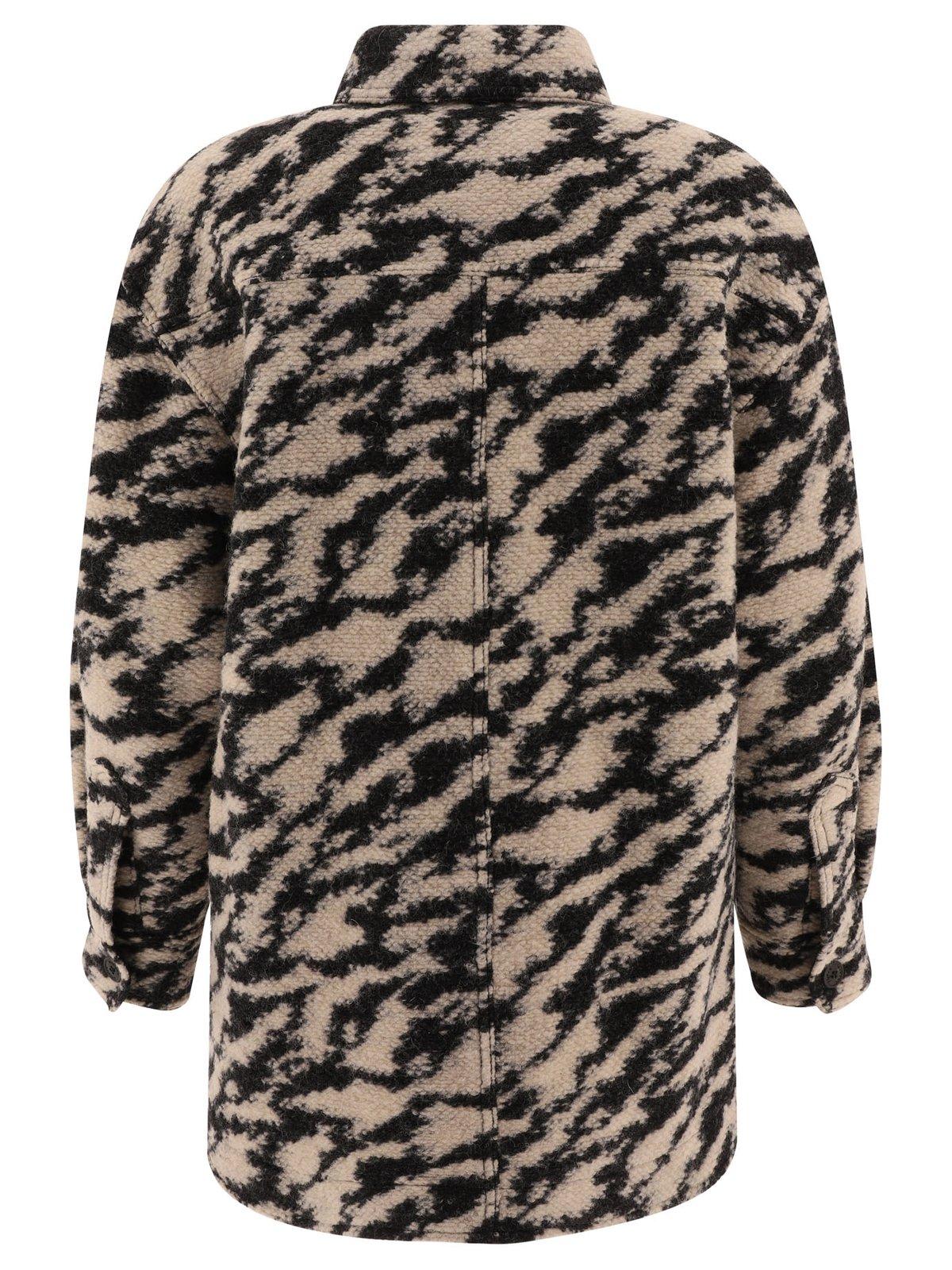 Shop Marant Etoile Harveli Button-up Overshirt In Black/beige