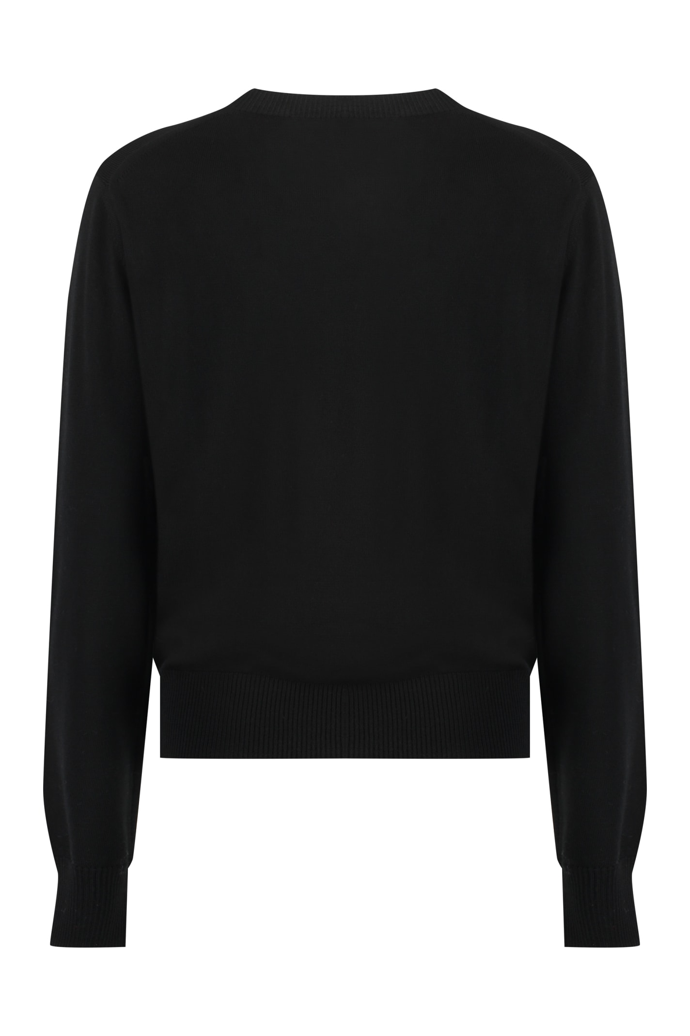 Shop Ami Alexandre Mattiussi Merino Wool Crew-neck Sweater In Black