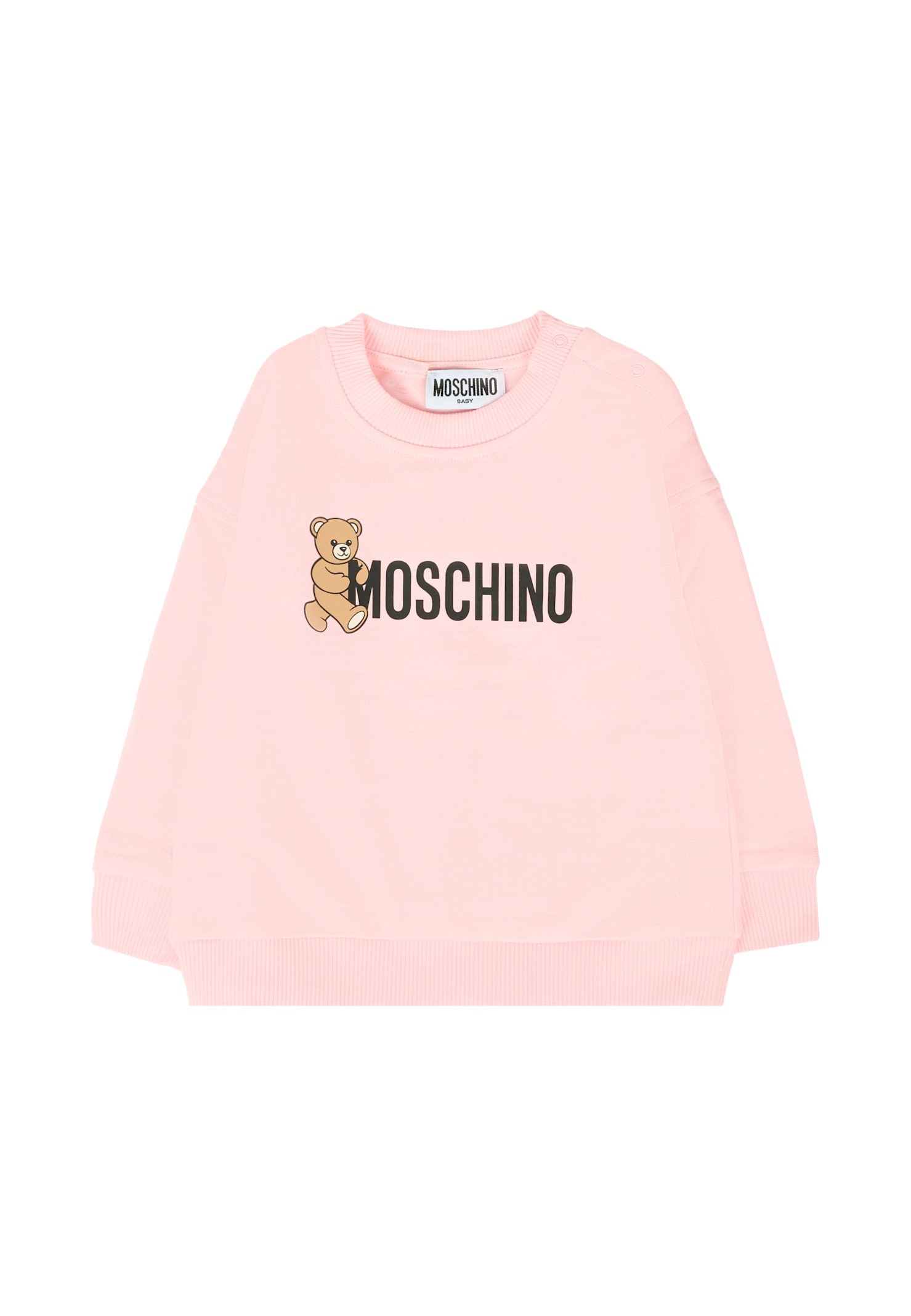 Moschino Pink Sweatshirt For Baby Girl With Logo In Pink