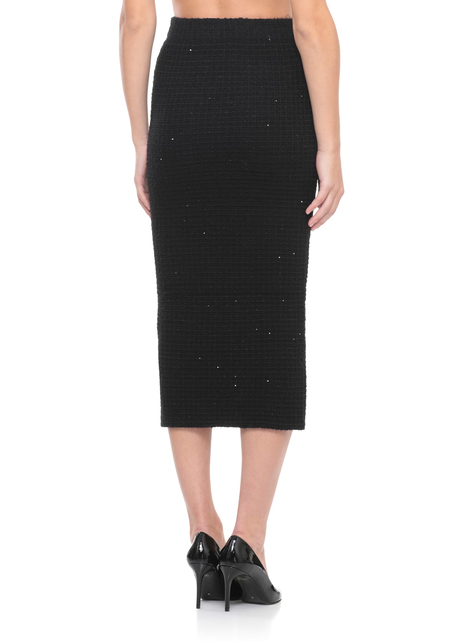 Self-portrait Skirt With Paillettes In Black