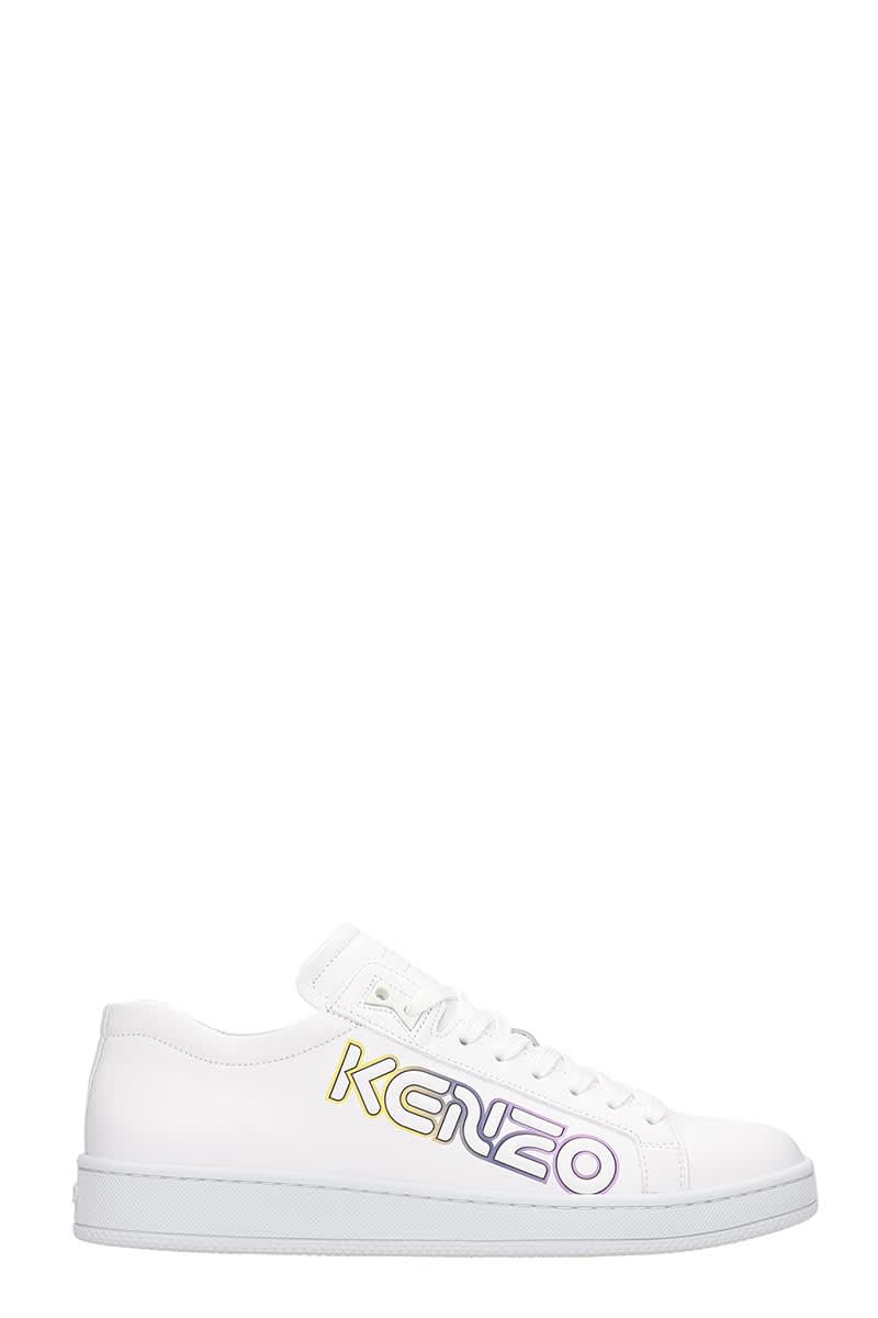 KENZO SNEAKERS IN WHITE LEATHER,11298584