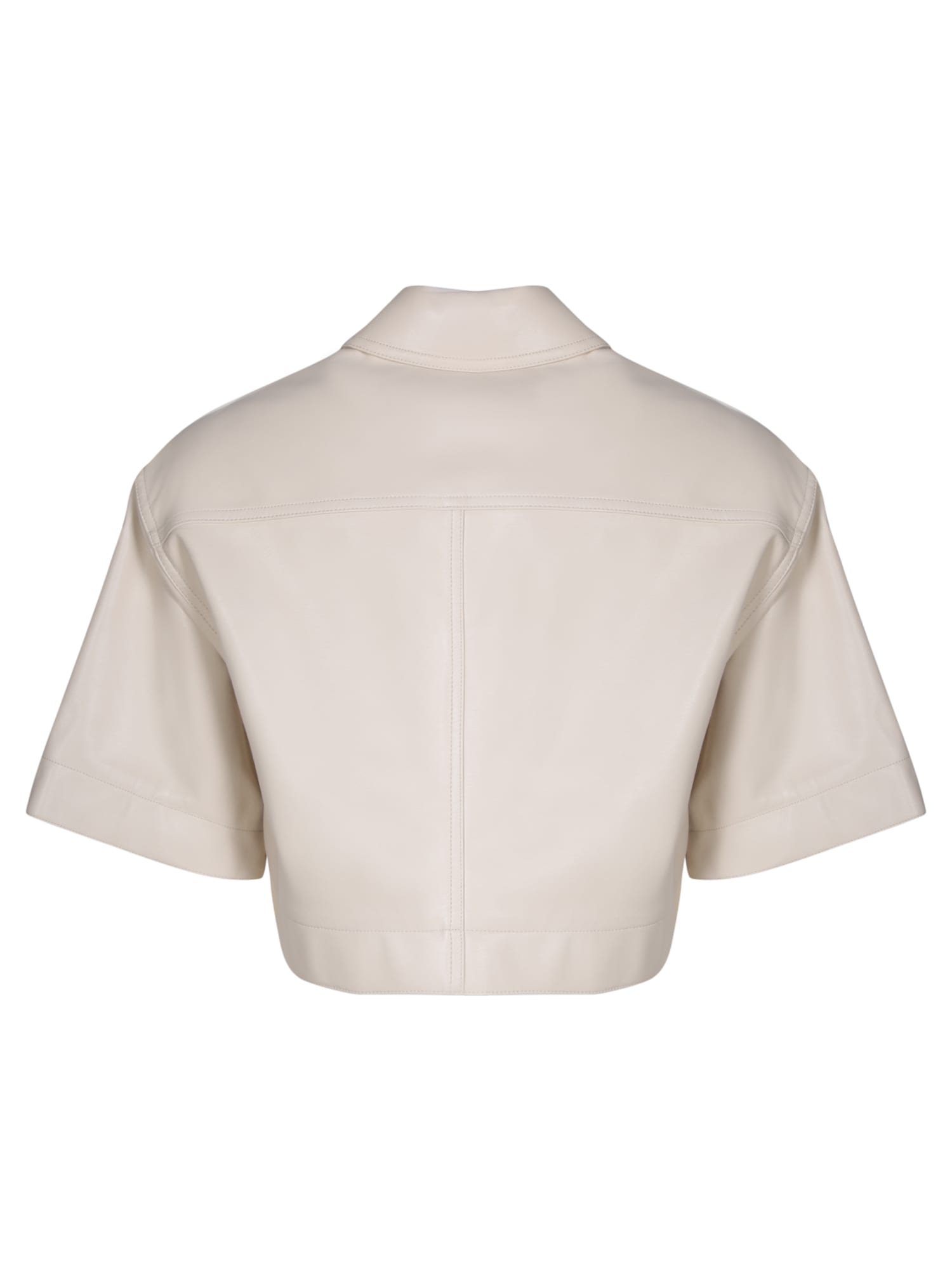 Shop Stand Studio Ivory Faux Leather Shirt By  In White