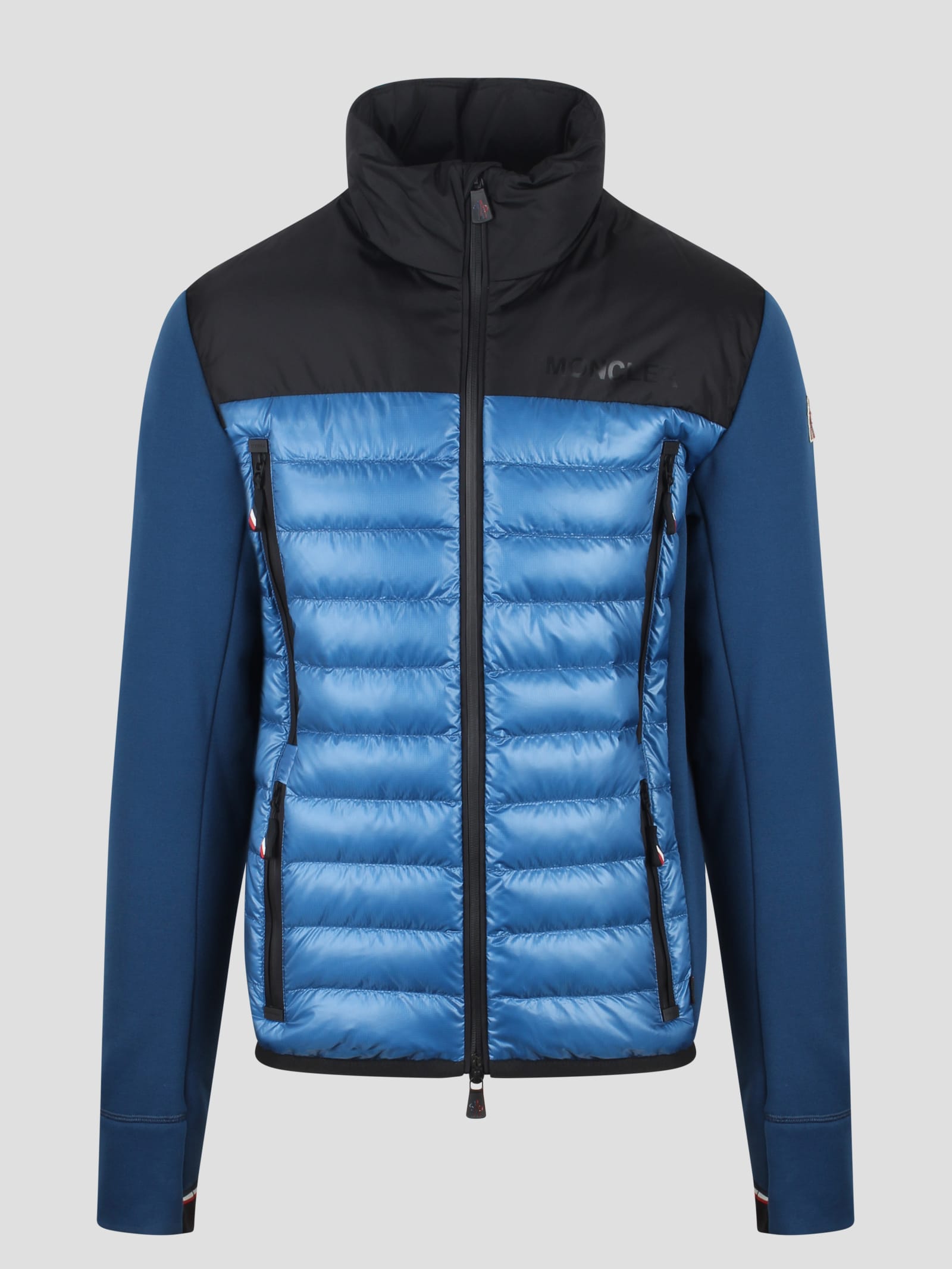 Shop Moncler Cardigan Down Jacket In Blue