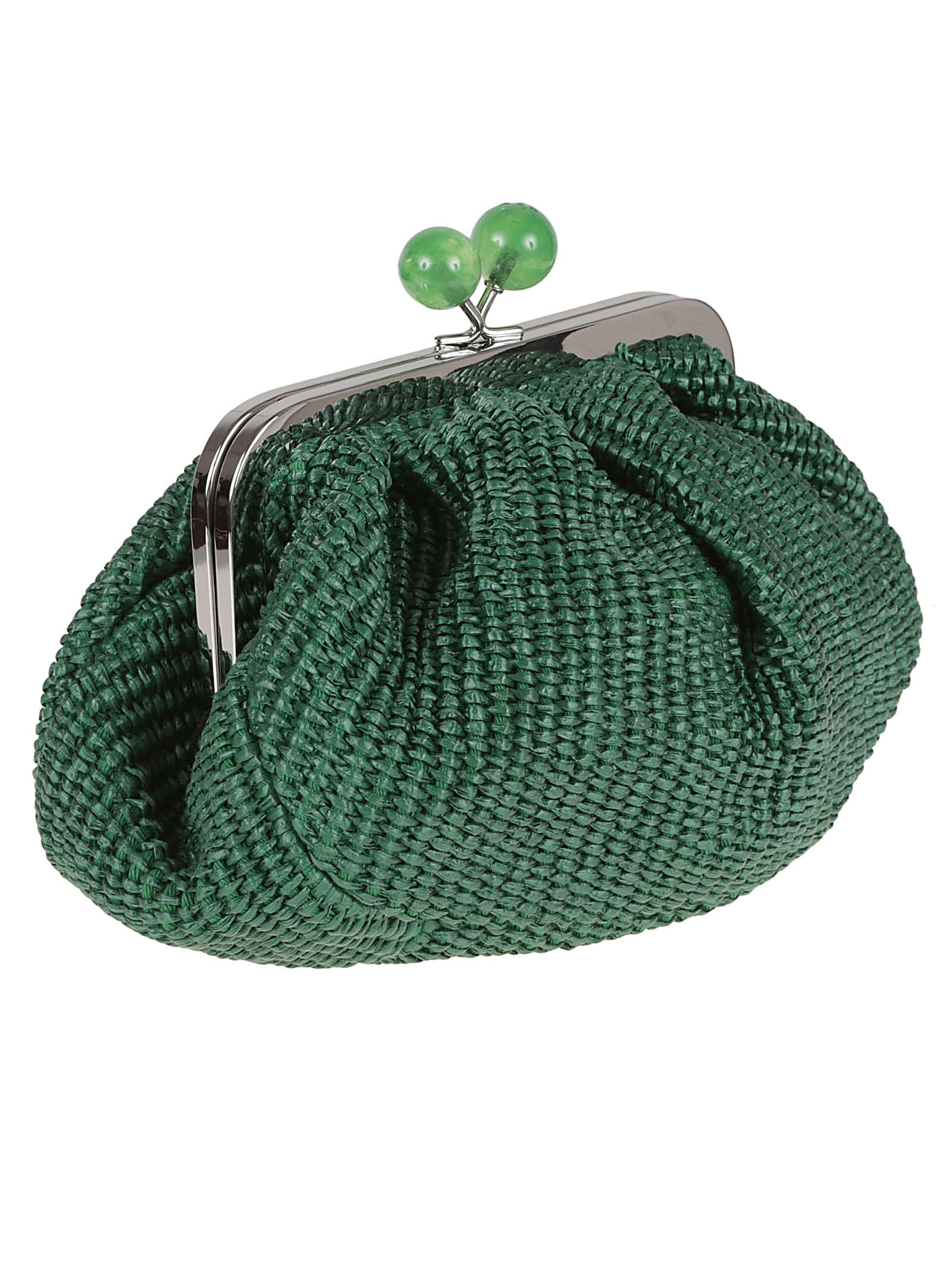 Weekend Max Mara Small Raffia-effect Pasticcino Bag In Green